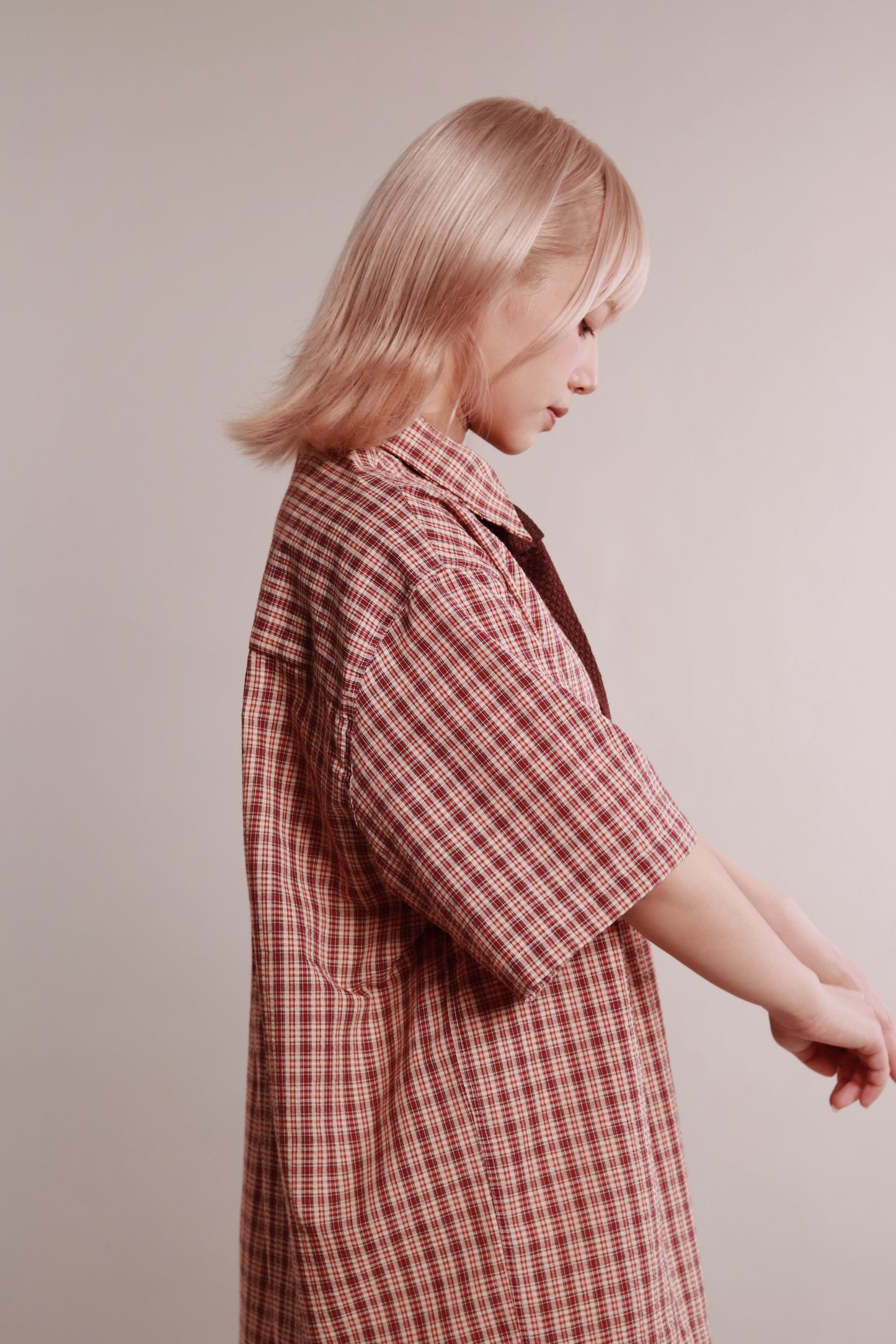 Plaid Loose Shirt (Brown)