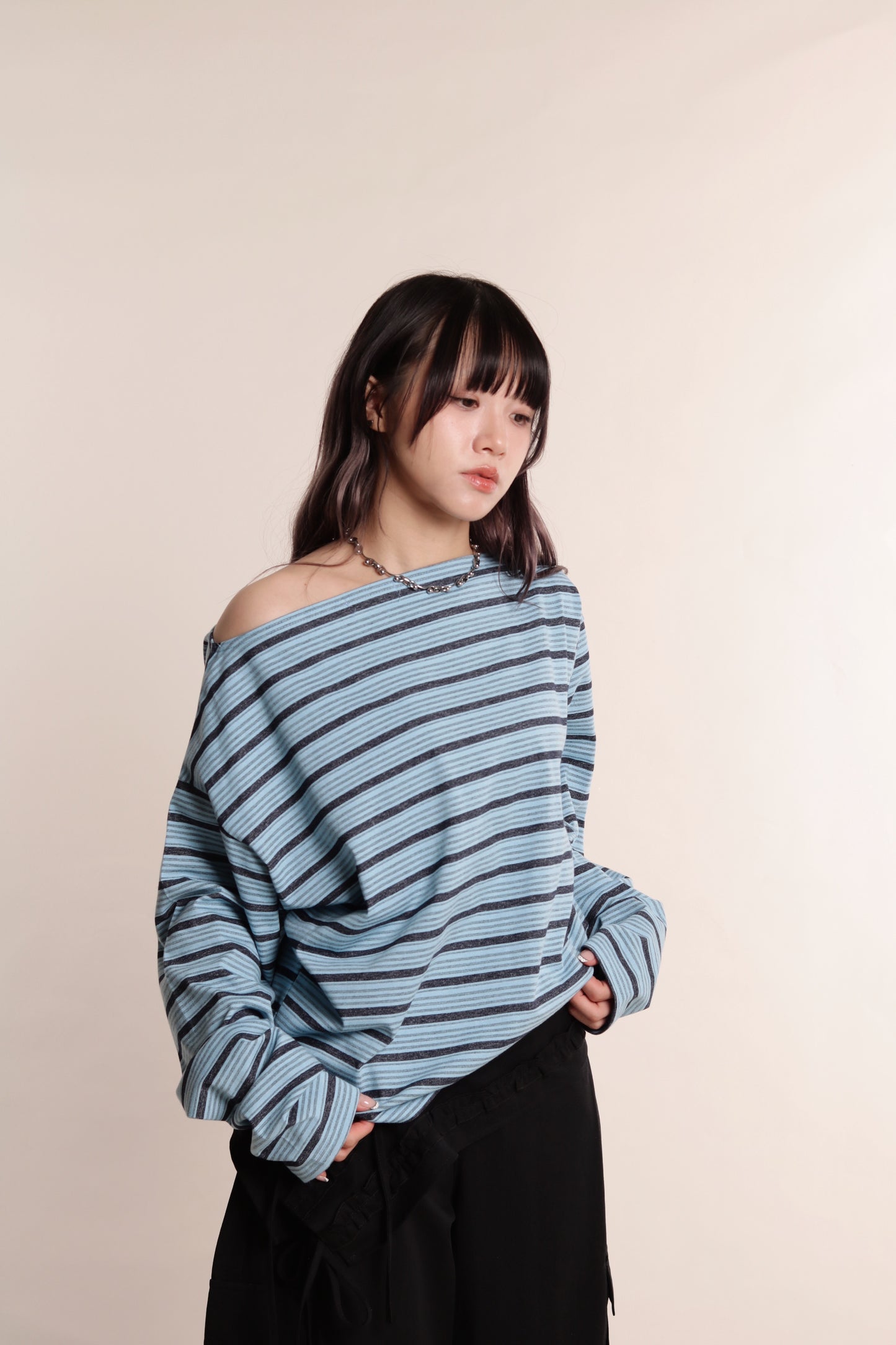 Oversized Stripe Top (Blue)