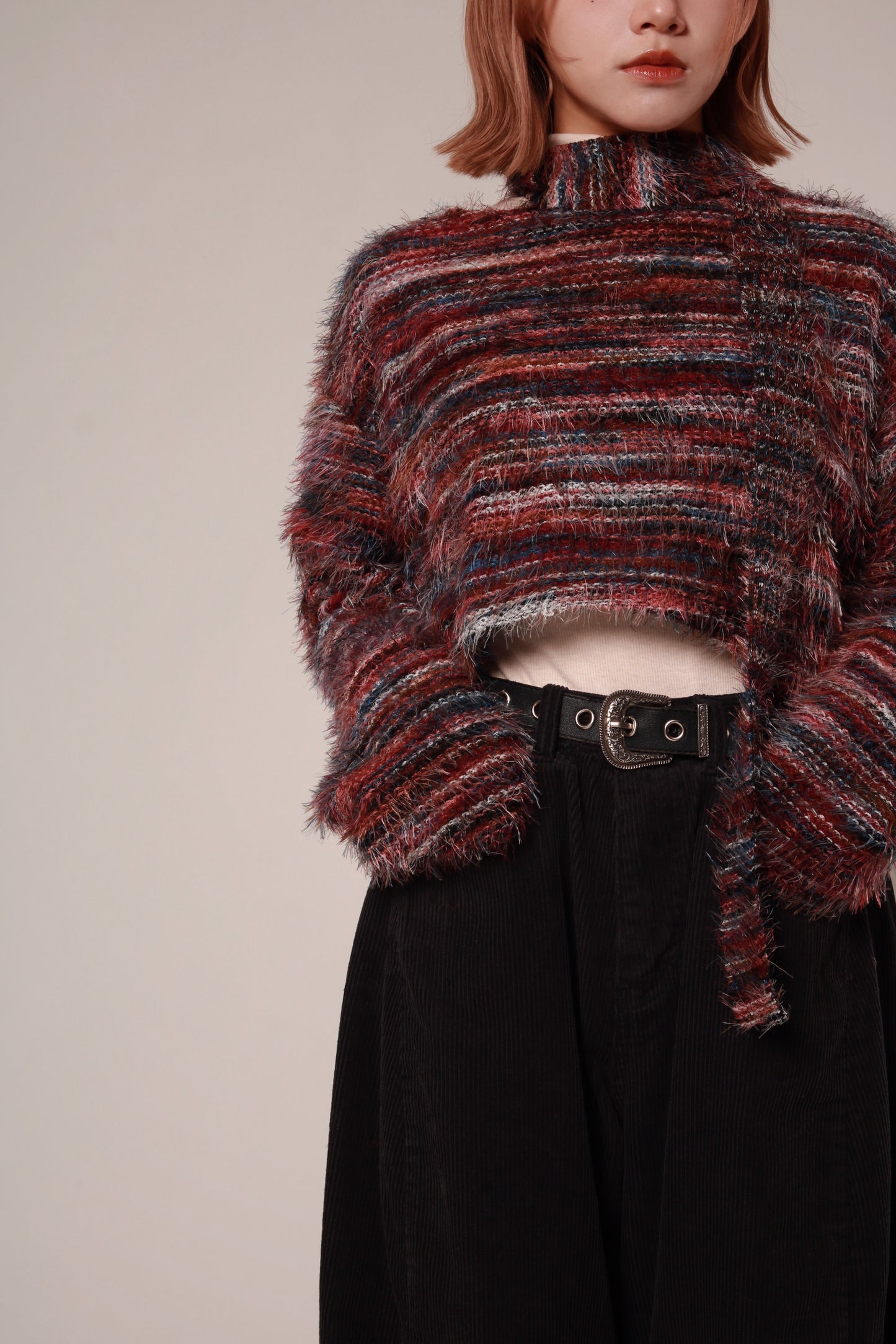Fluffy Rainbow Sweater (Red)