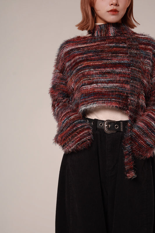 Fluffy Rainbow Sweater (Red)