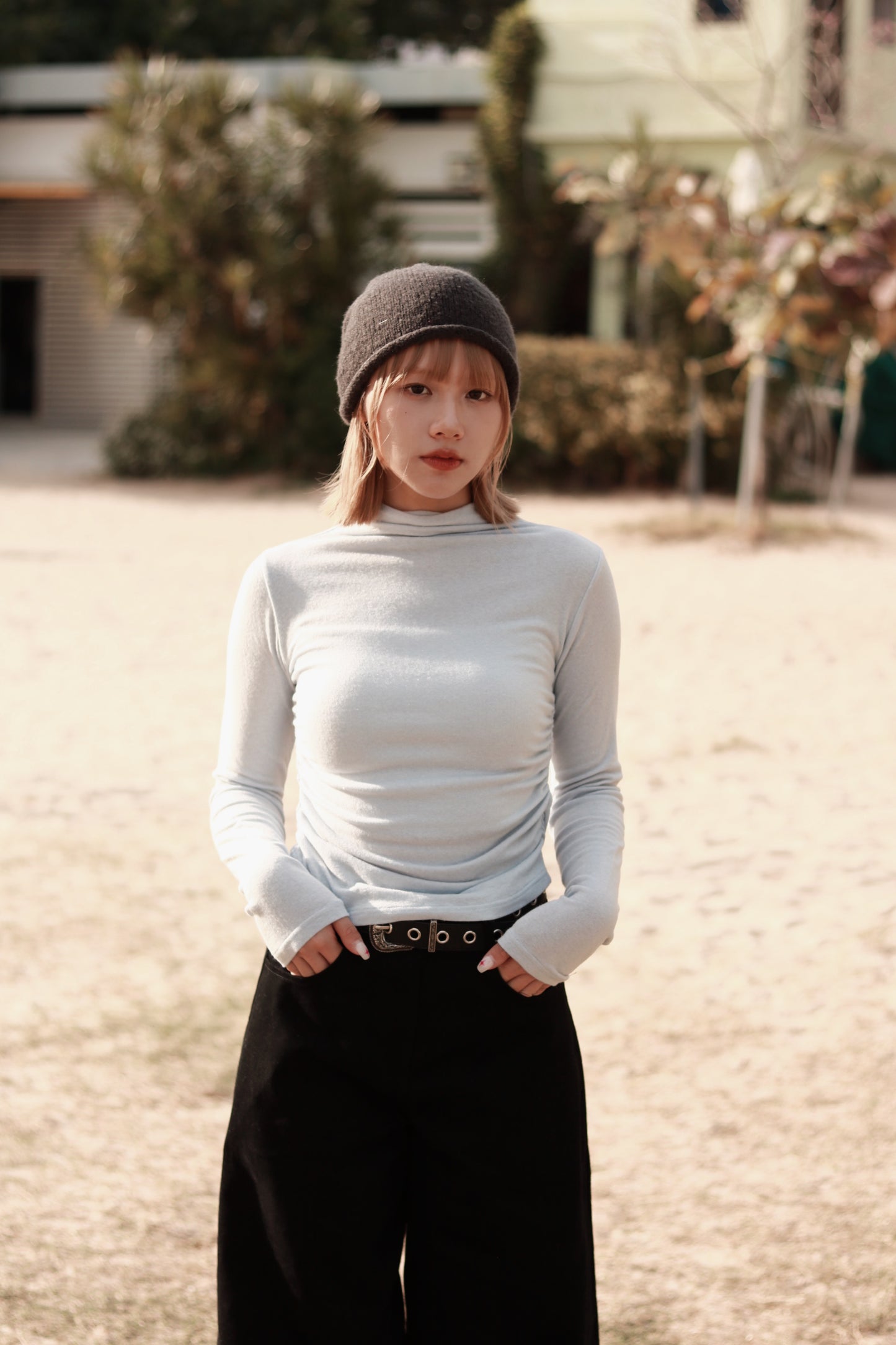 Spring Gathered Top (Baby Blue)