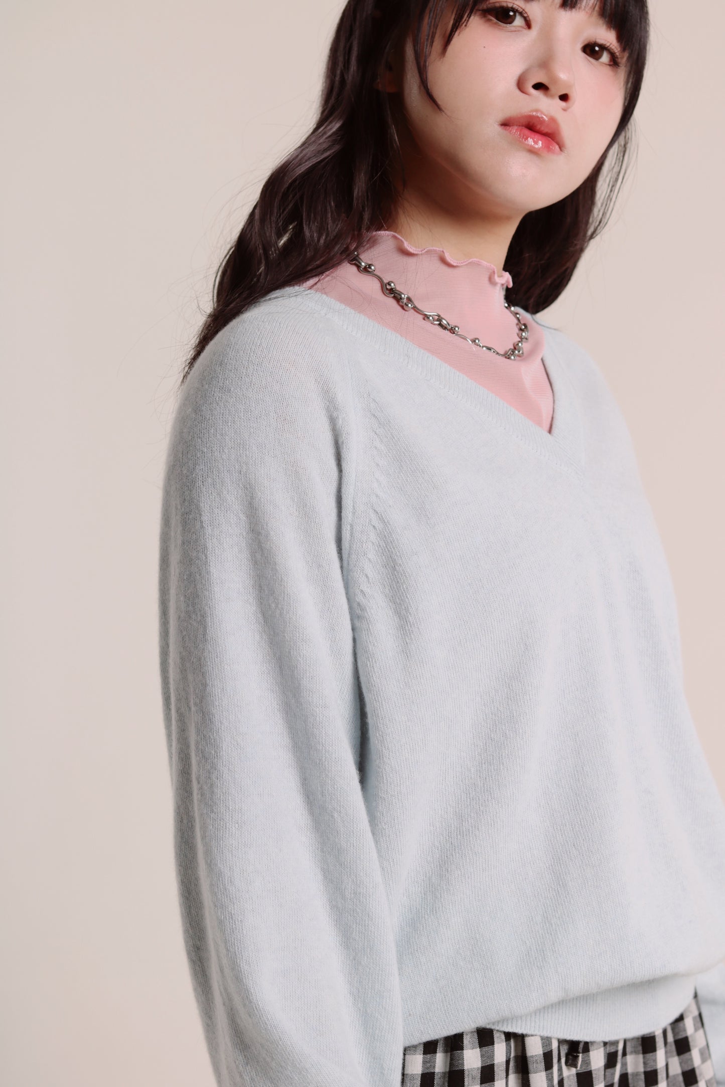 V Neck Sweater (Baby Blue)