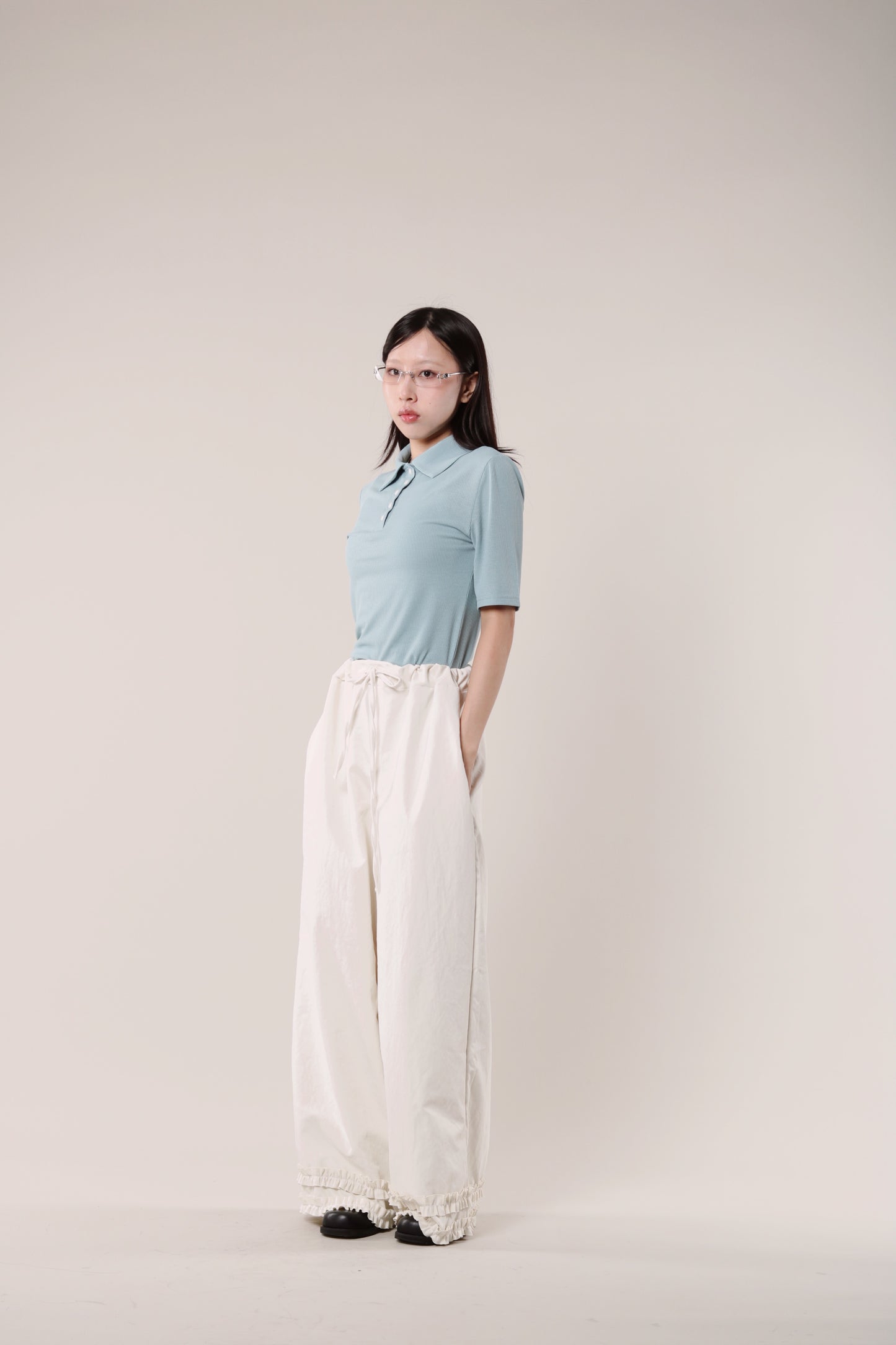 Double Ruffle Pants (Ivory)