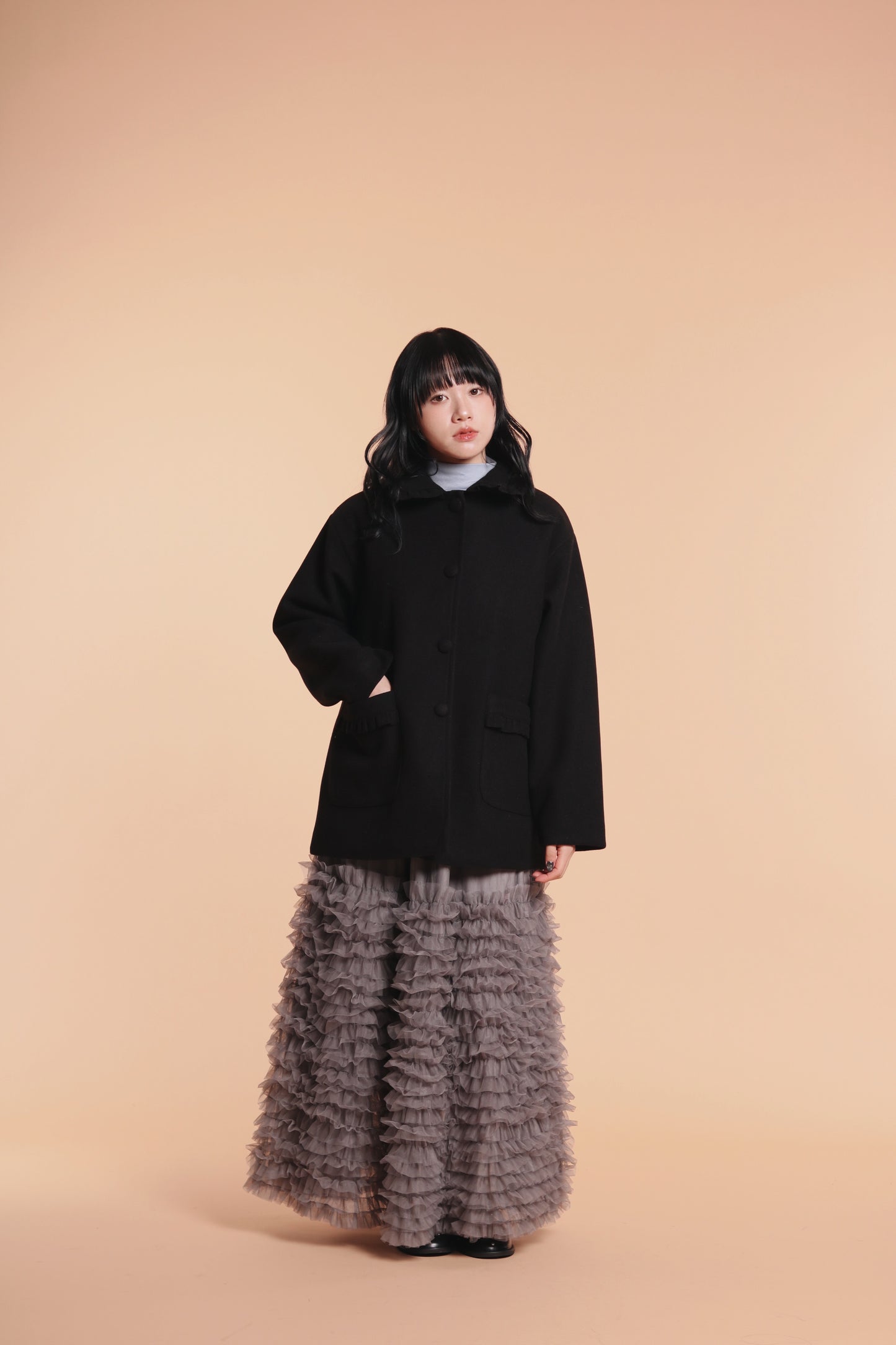 Doll Ruffle Lace Skirt (Grey)