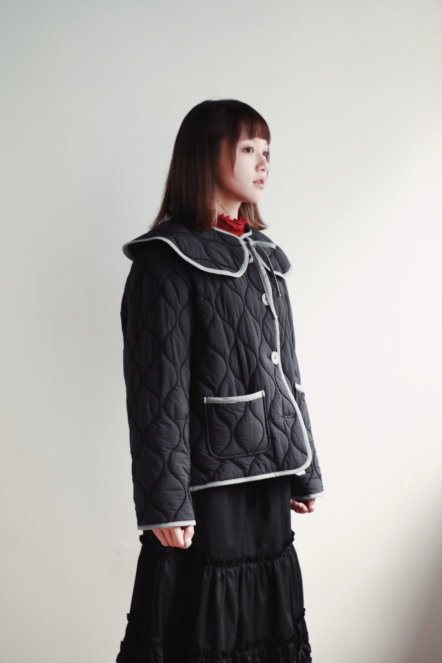 Collar Padded Jacket (Black)