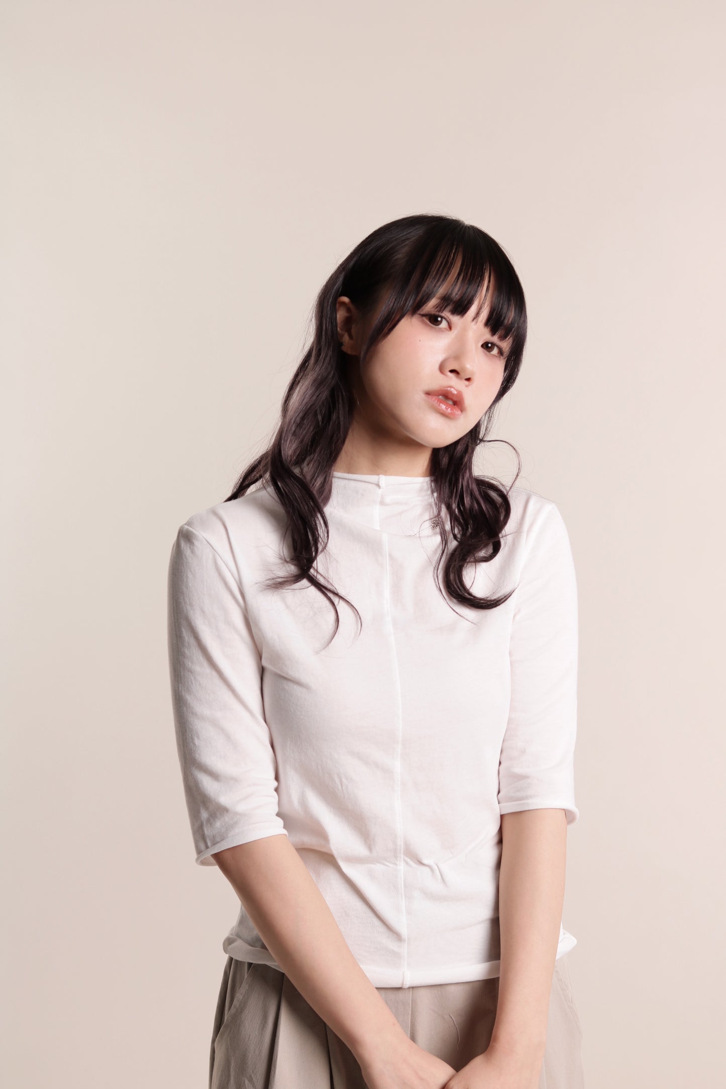 Pure Mock Neck Top (White)