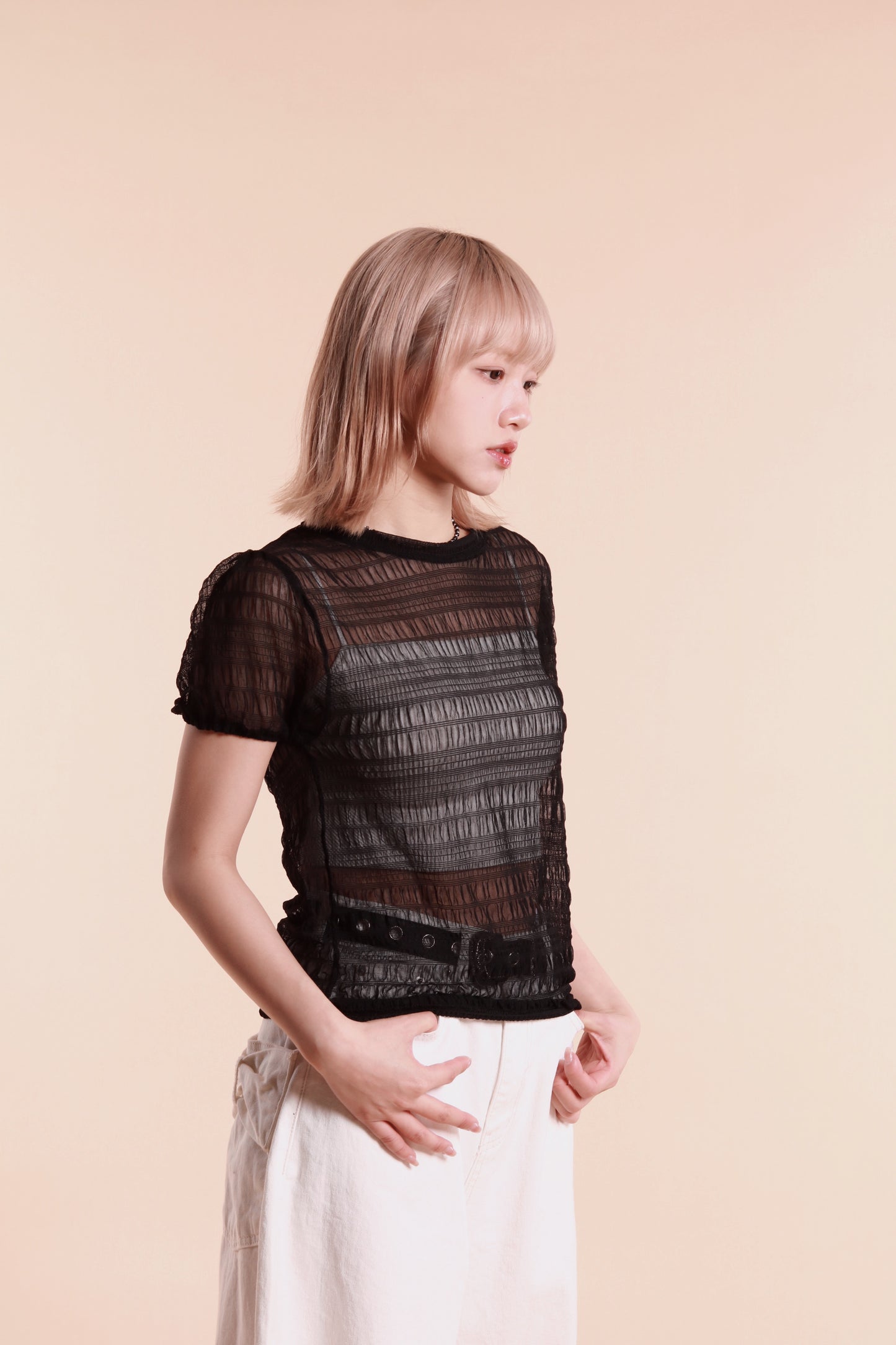 Little Puff See Through Top (Black)