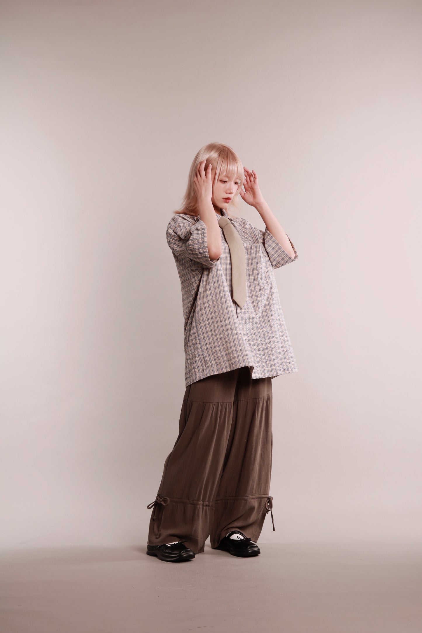 Plaid Loose Shirt (Blue)