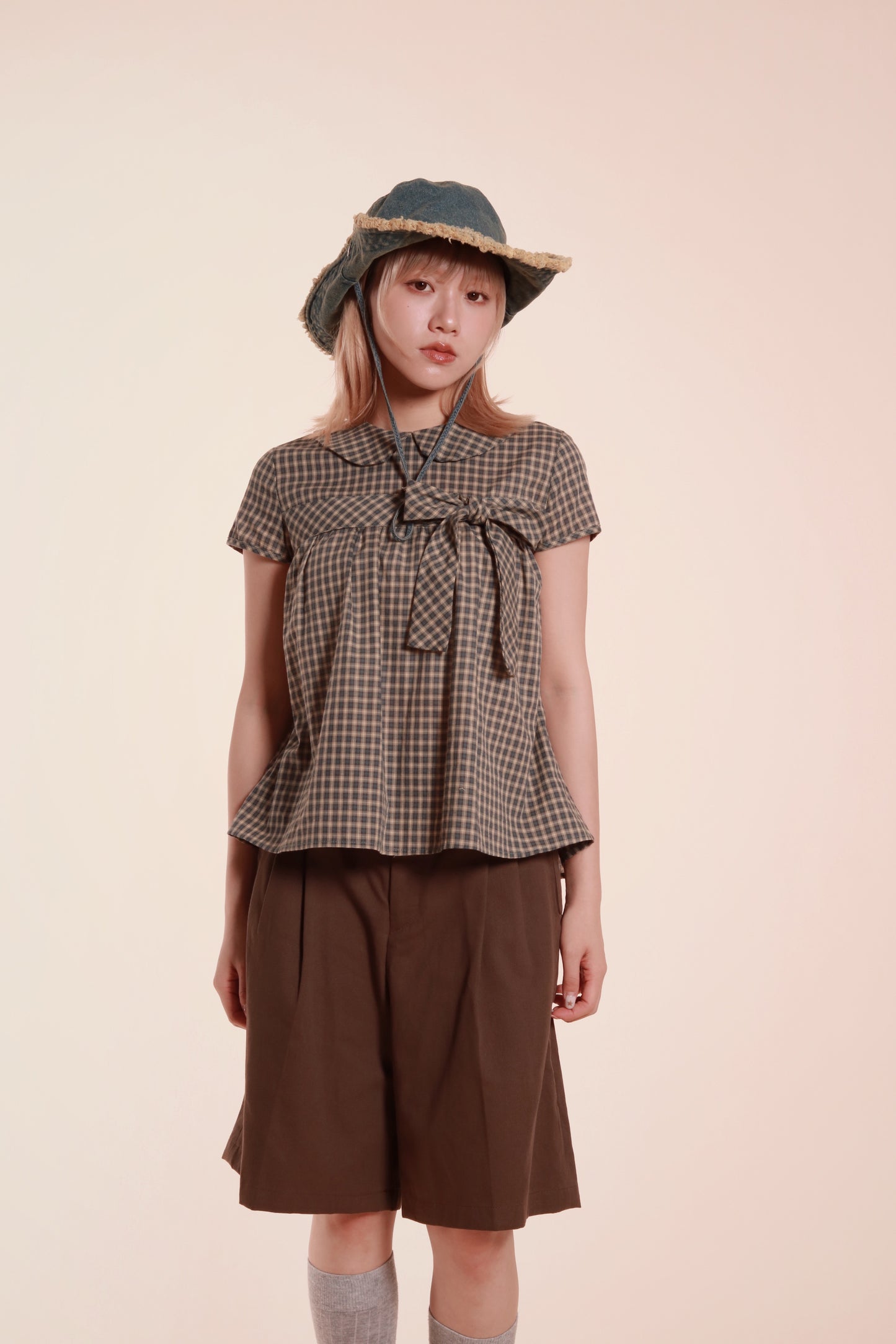 Doll Bow Blouse (Beige)