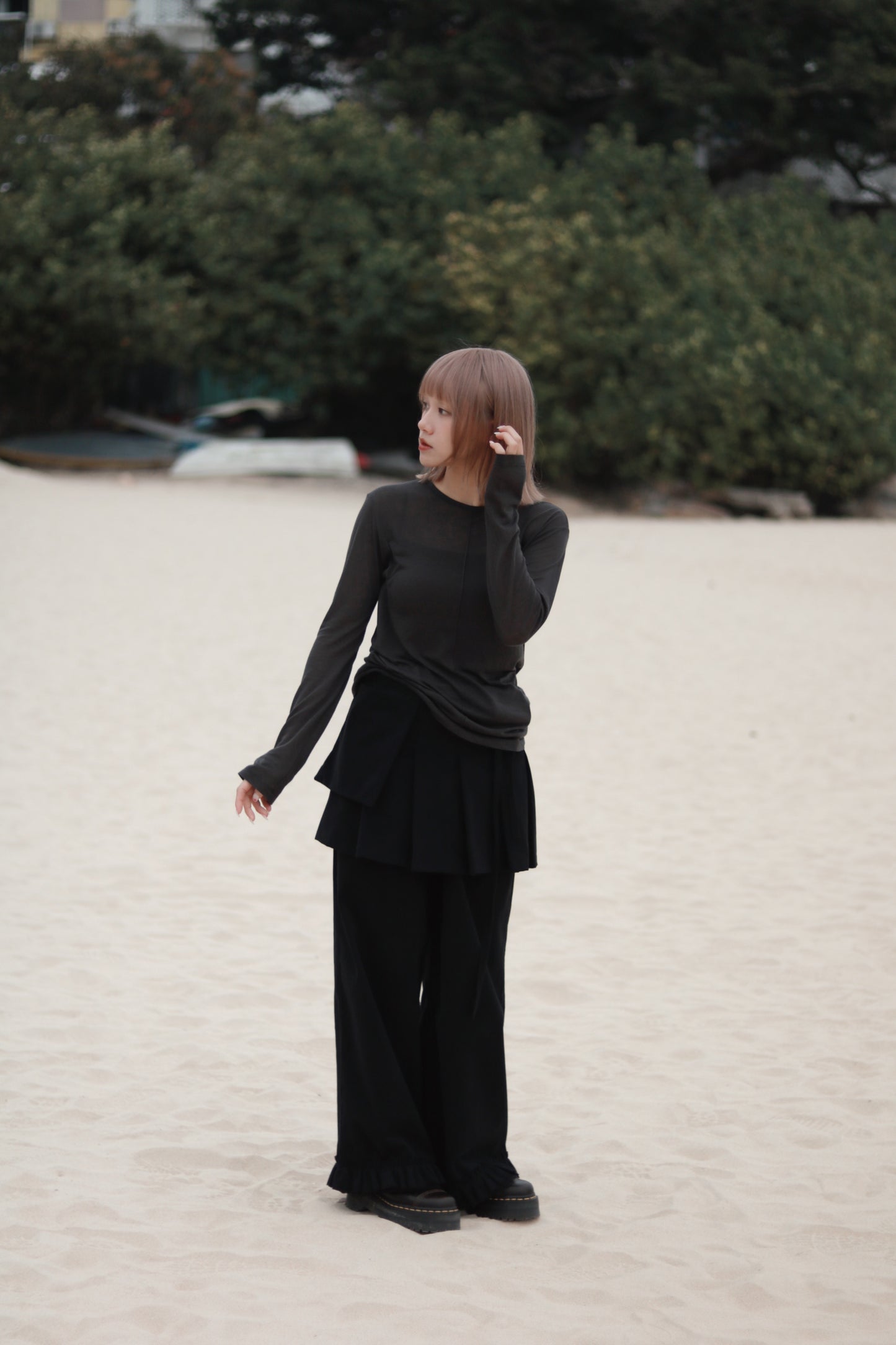 Layered Ruffle Pants (Black)
