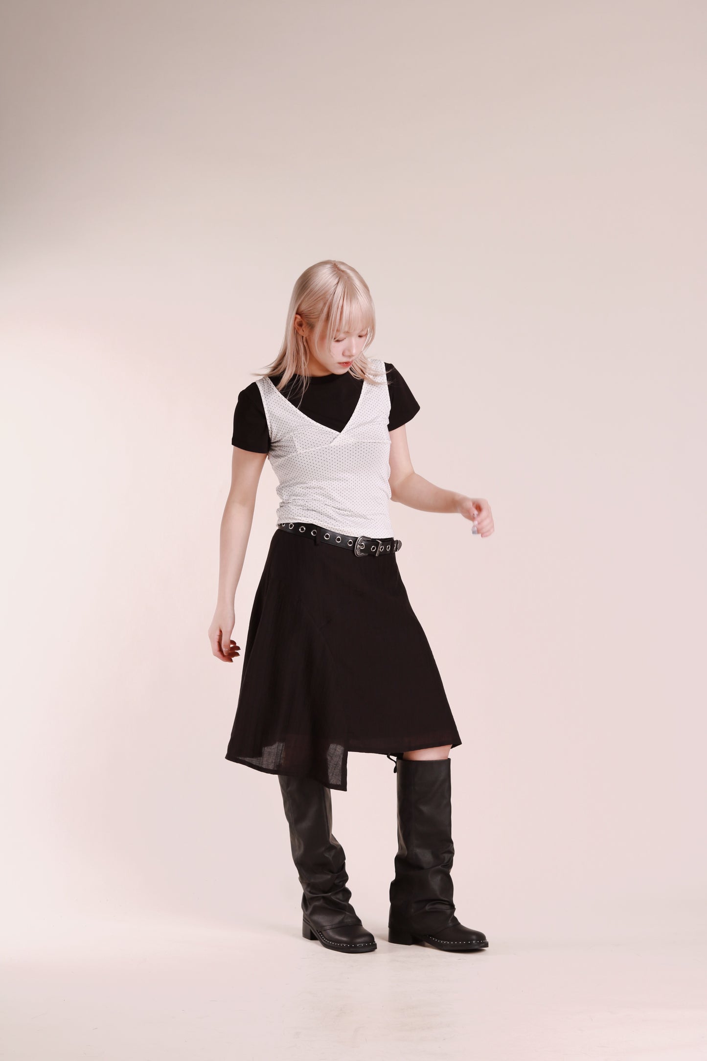 Asymmetric Mini Skirt (Black)