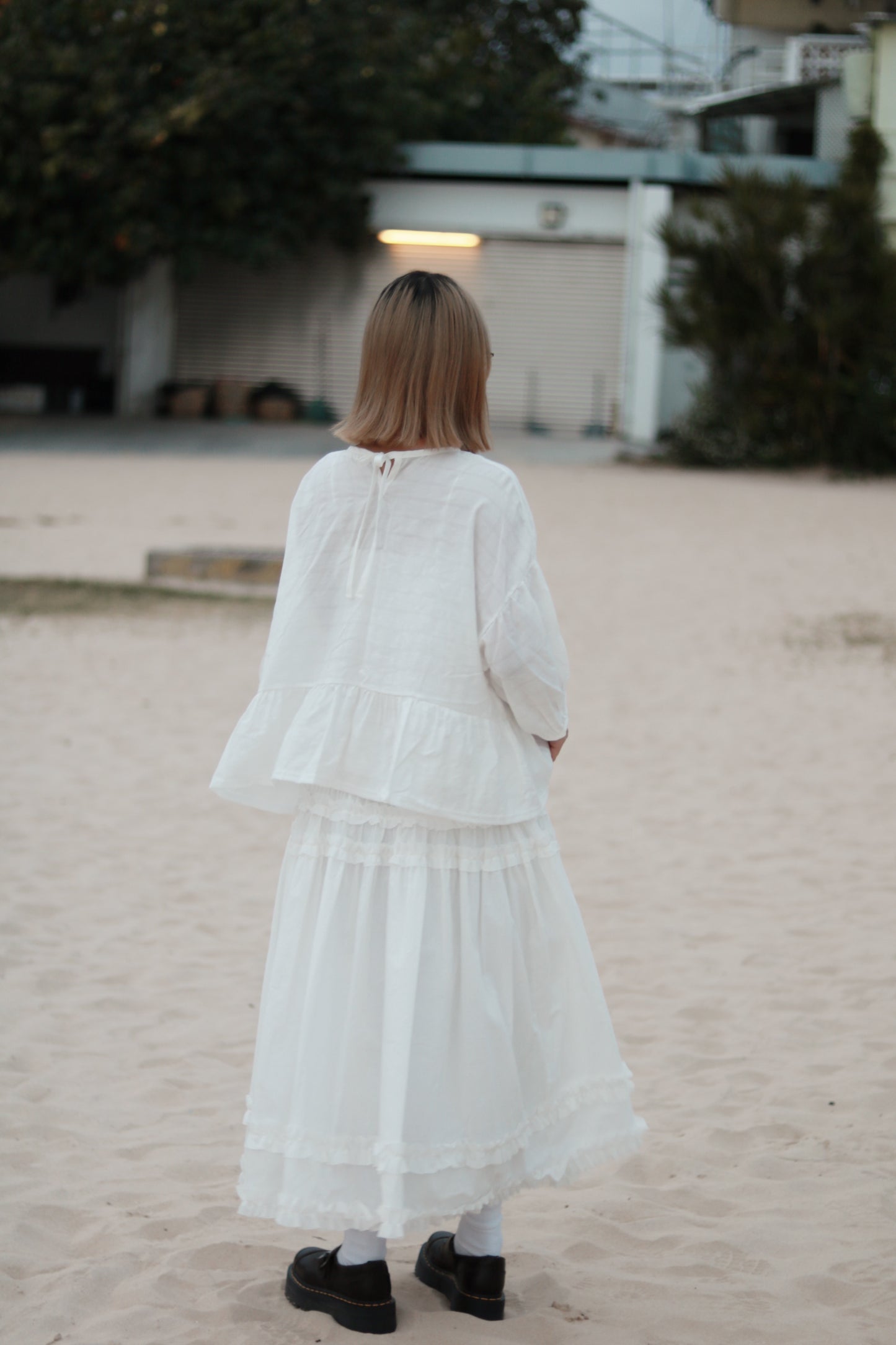 Doll Double Ruffle Skirt (White)