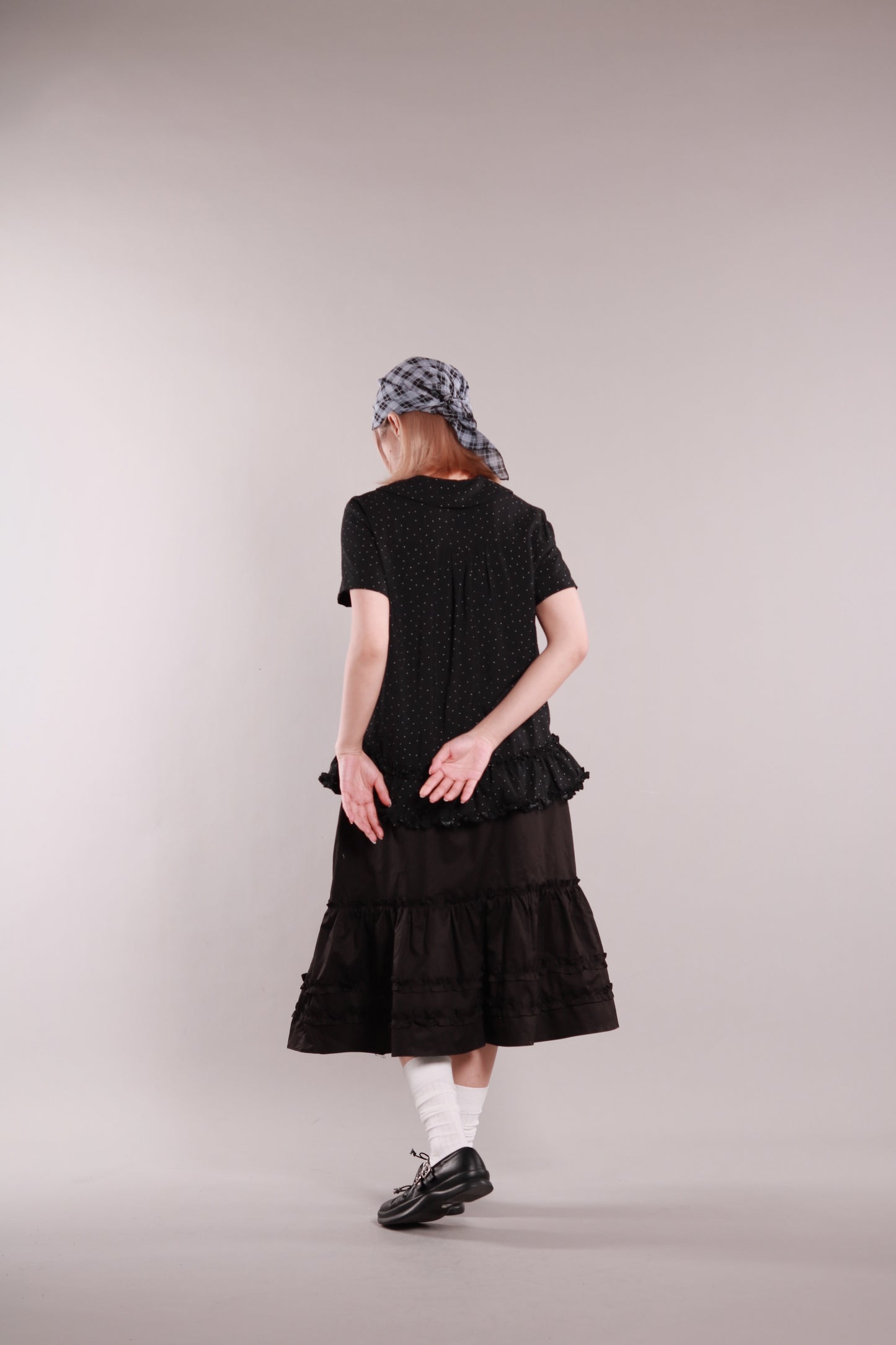 Doll Ruffle Midi Skirt (Black)
