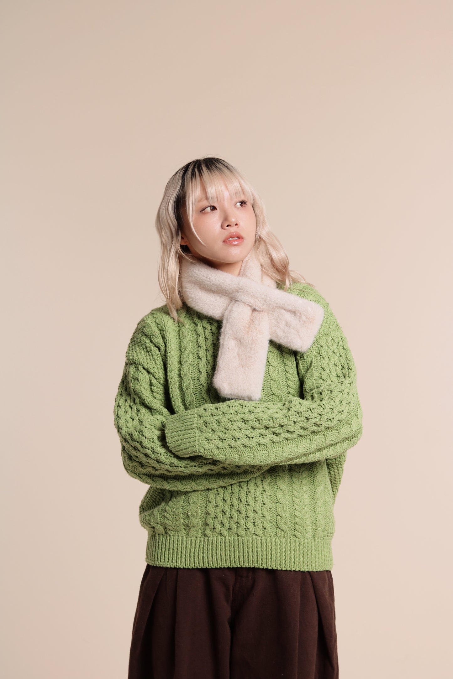Oversized Cable Knit Sweater (Green)