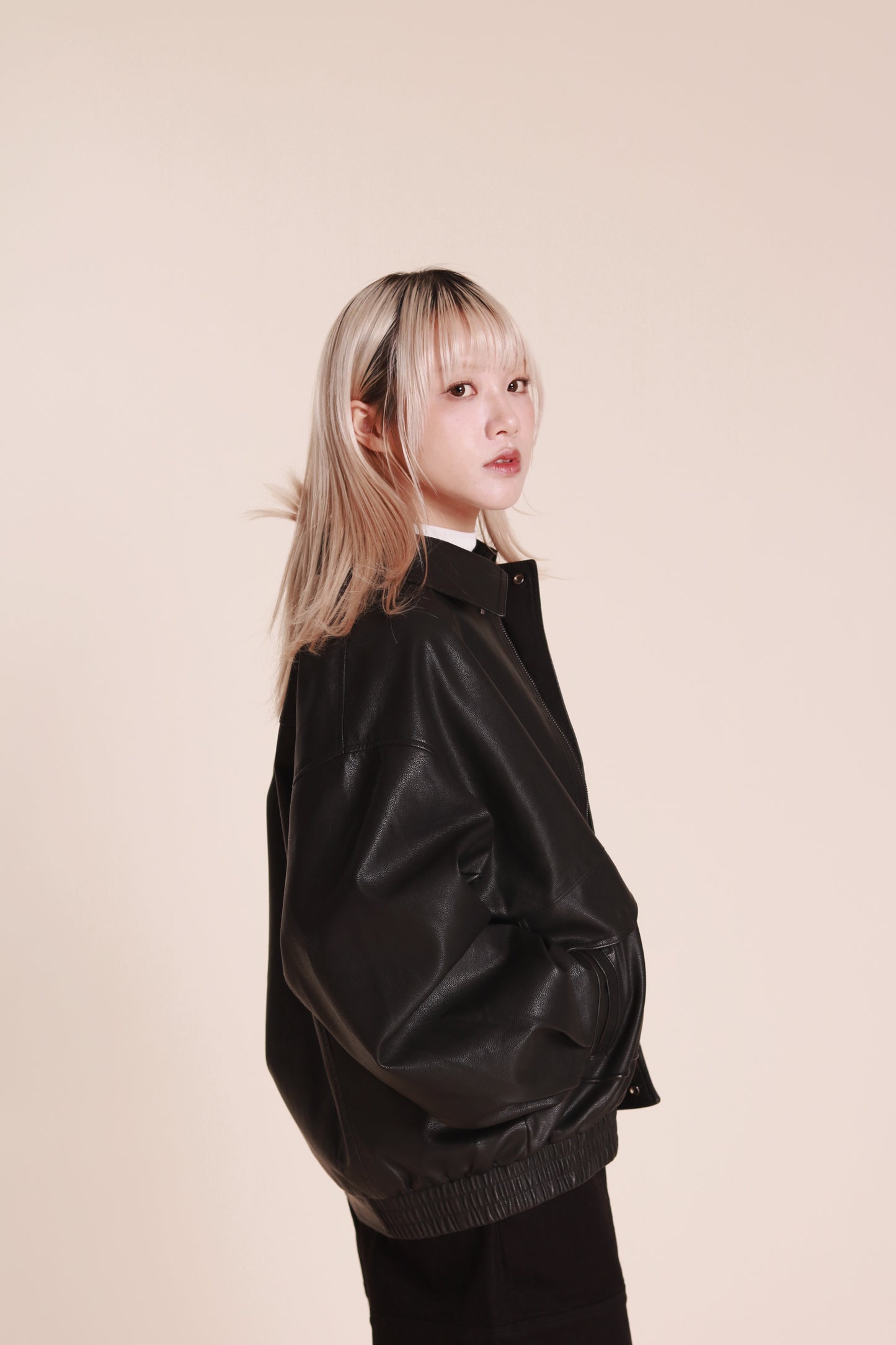 Oversized Leather Jacket (Black)