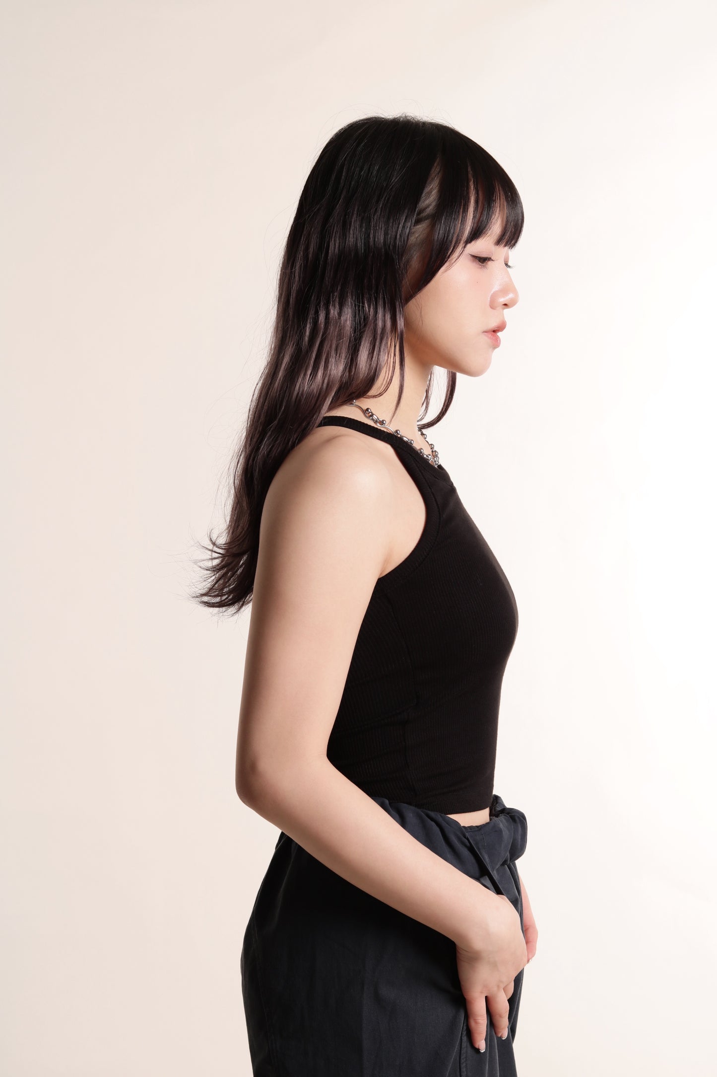 Ribbed Slim Bra Top (Black)