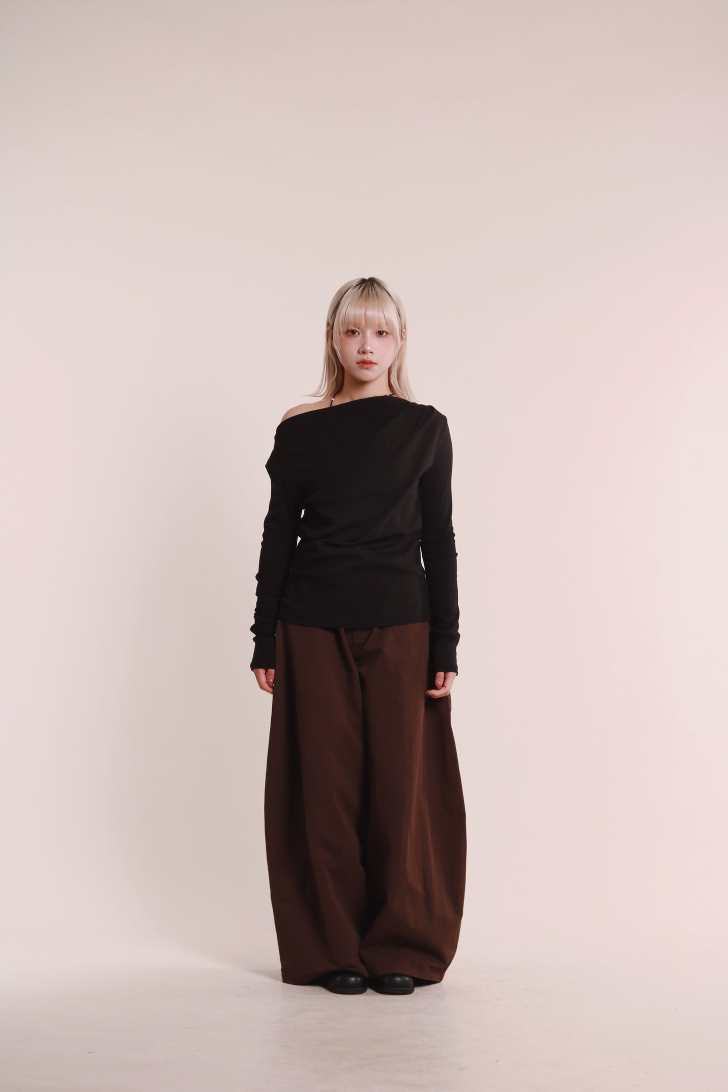 Gathered Long Tee (Black)