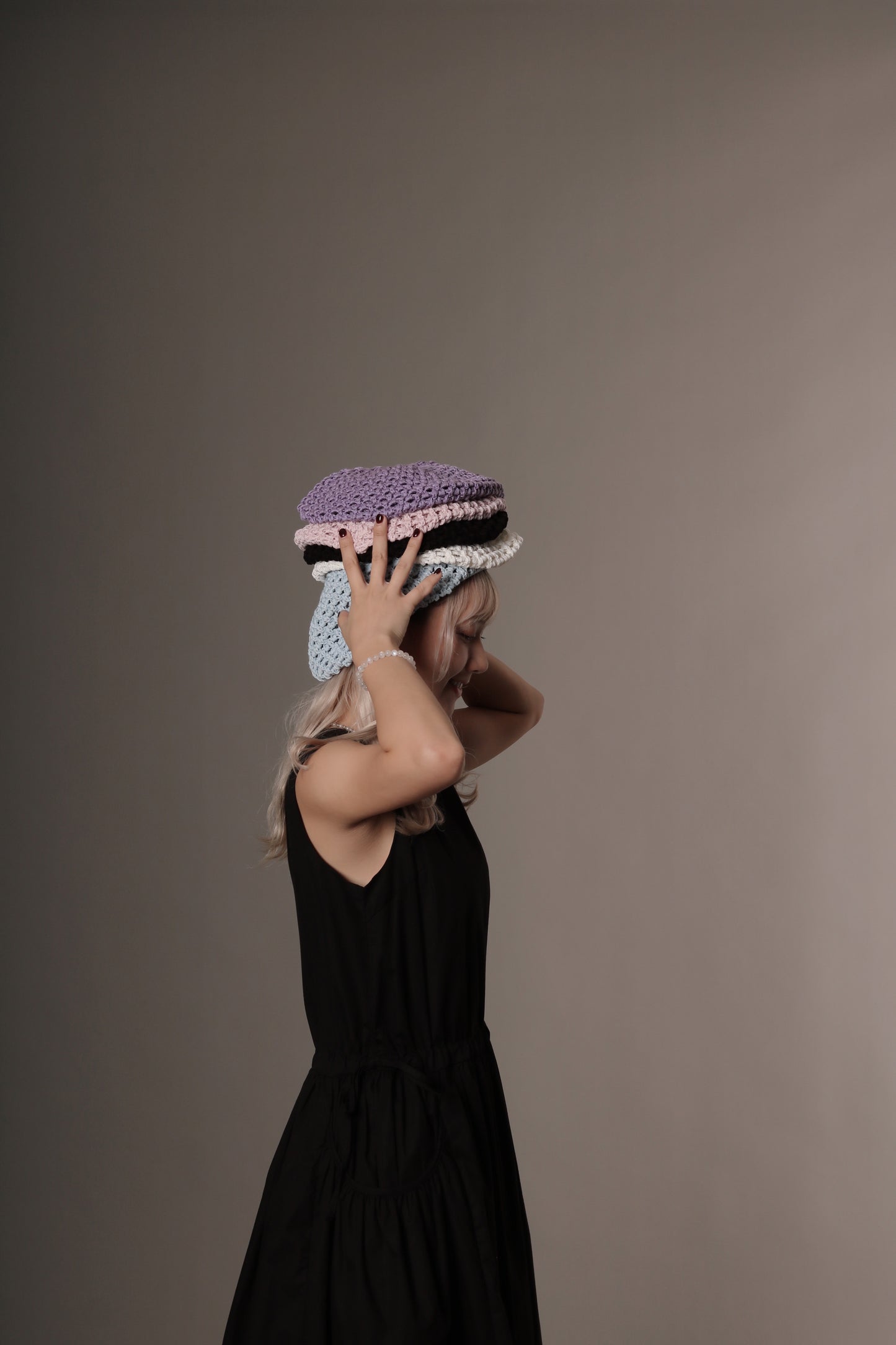 Daily Knit Beret (Black/Blue/Pink/Purple/White)