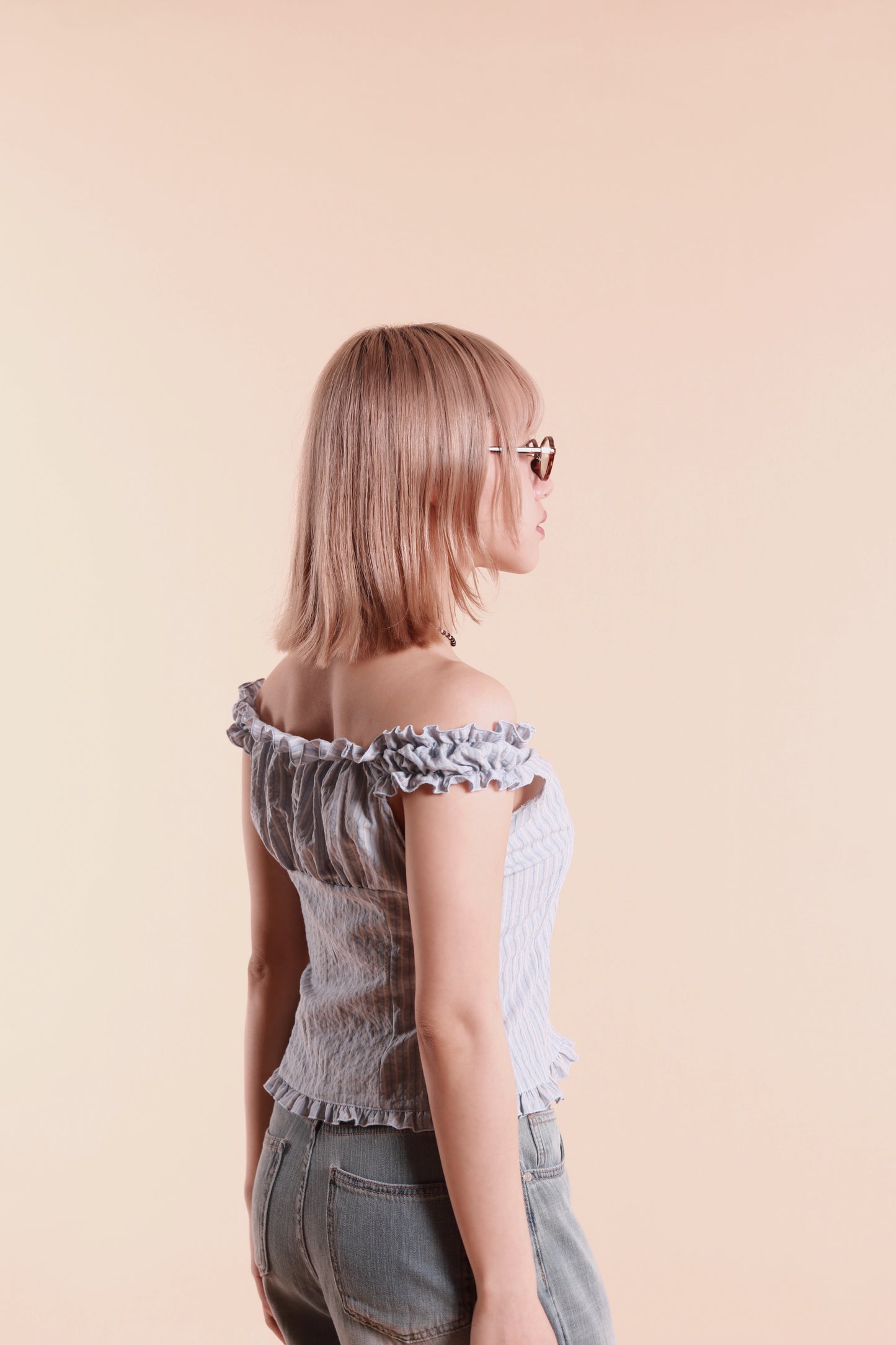 Striped Sleeveless Top (Baby Blue)