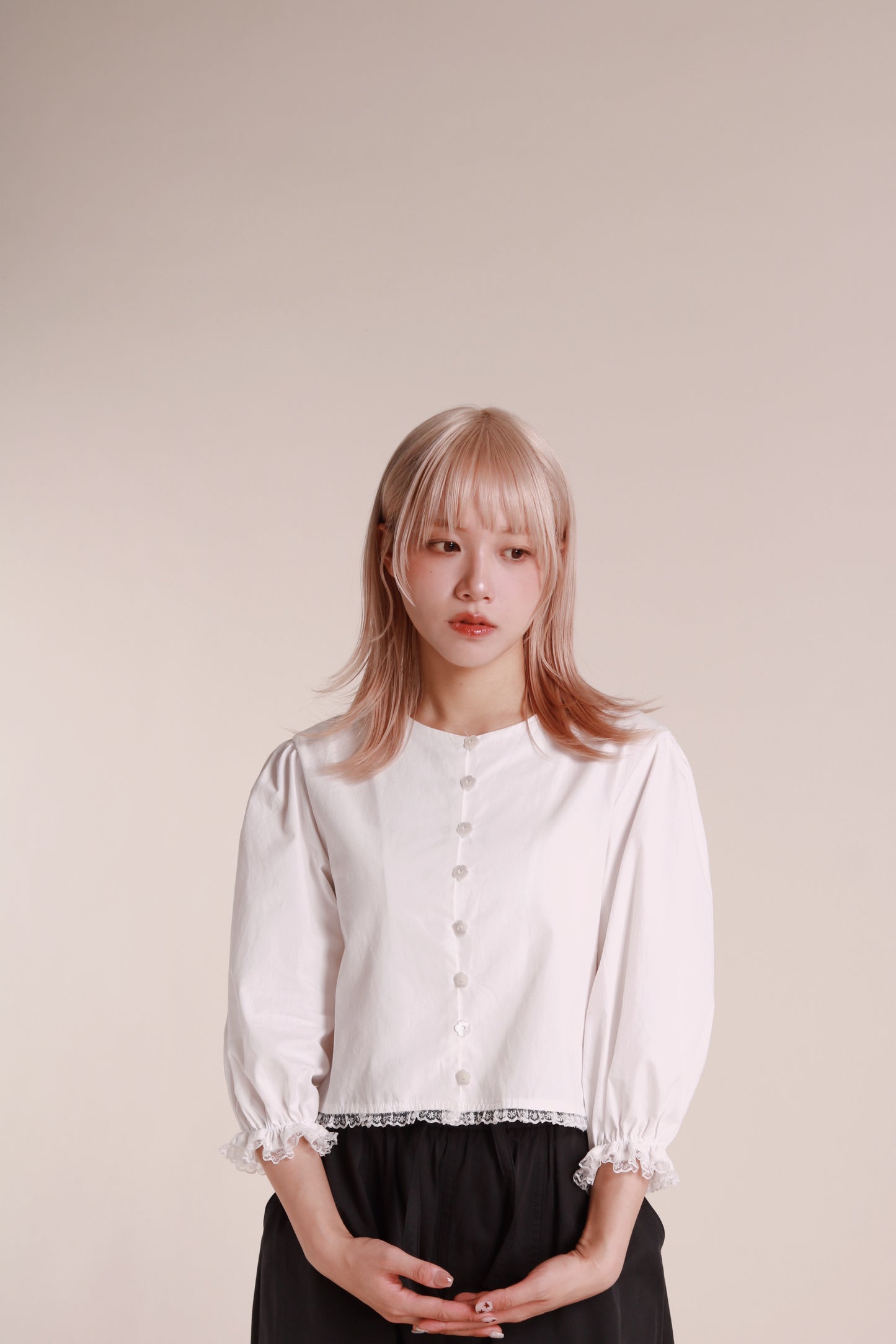 Retro Lace Blouse (White)