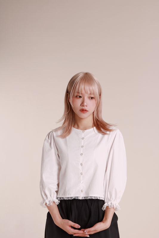 Retro Lace Blouse (White)