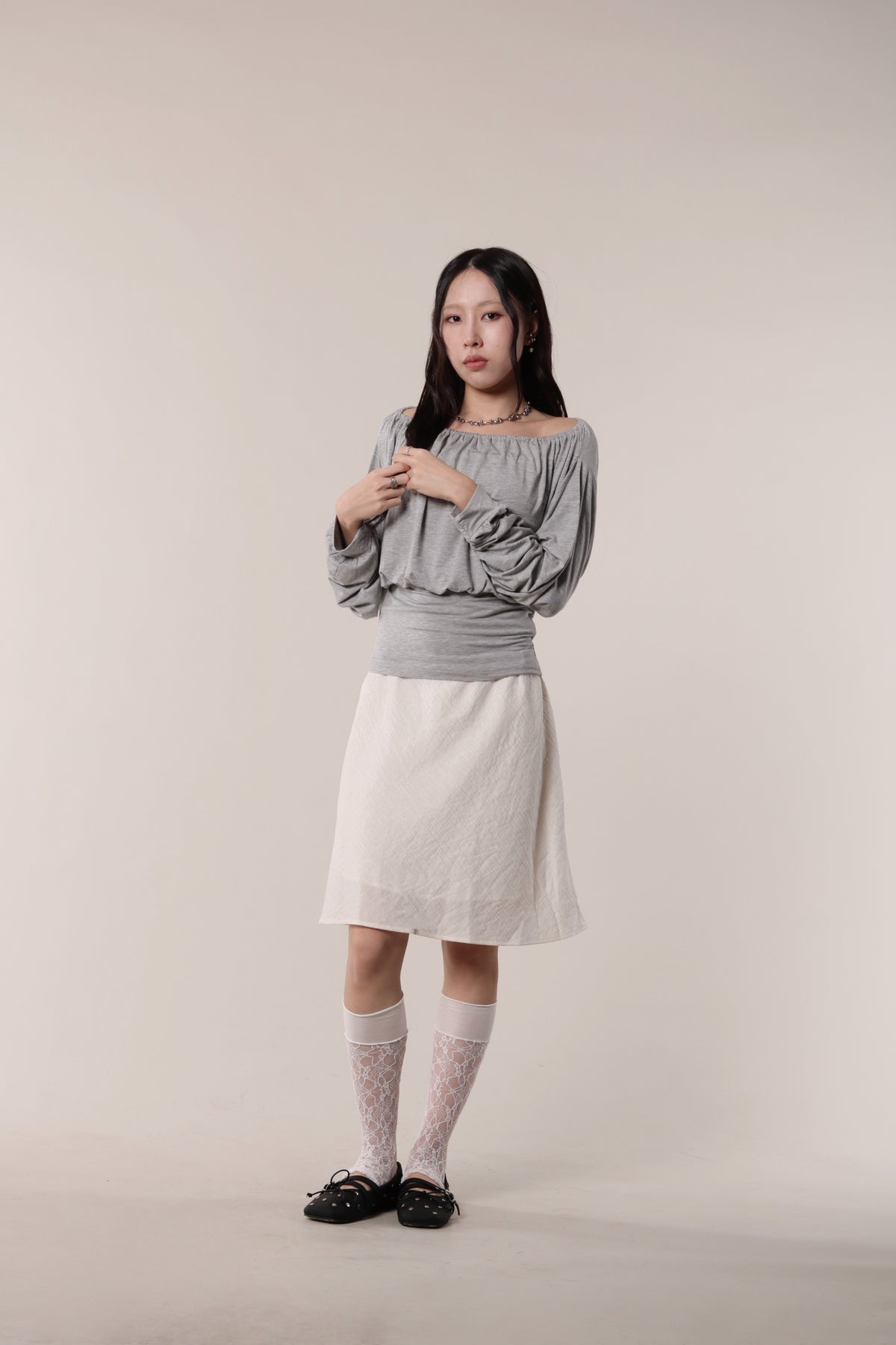 Luna Gathered Top (Grey)
