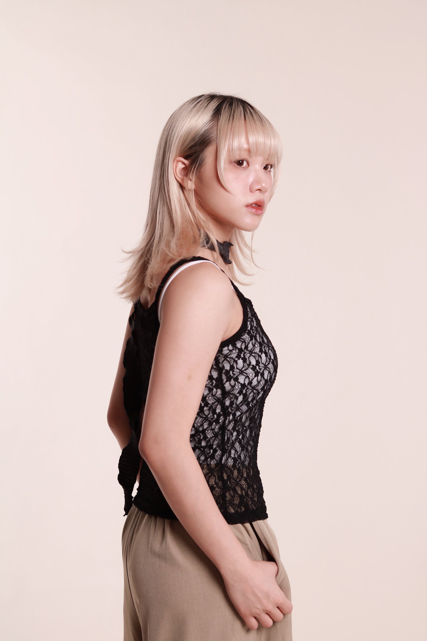 Mesh Sleeveless Top (Black)