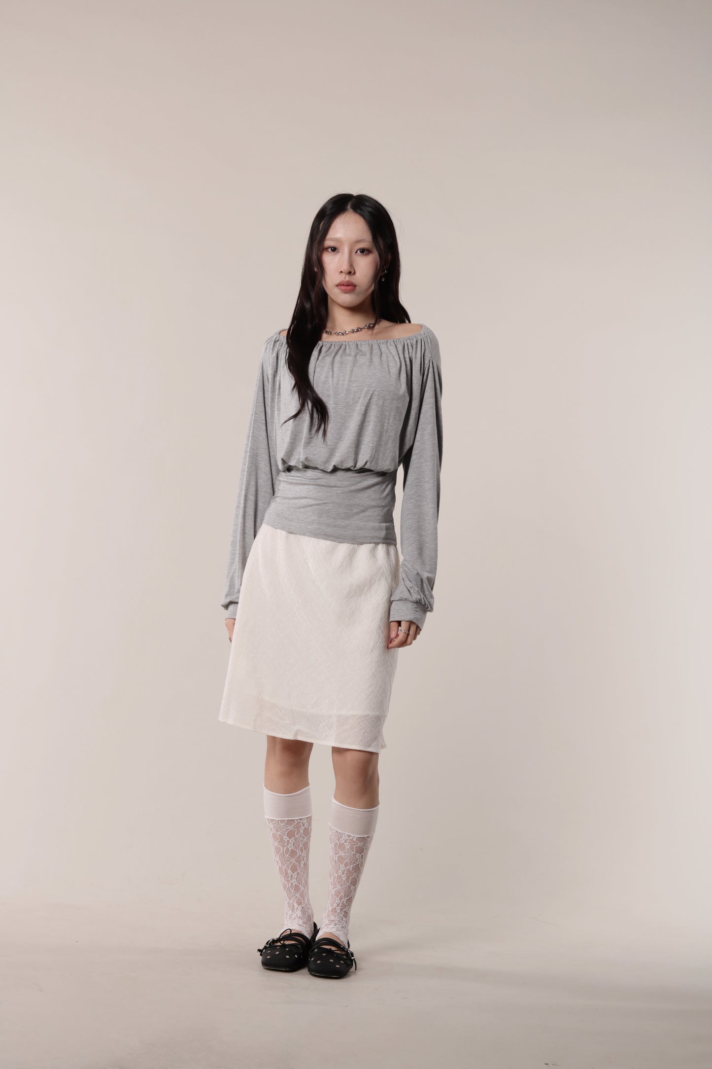 Luna Gathered Top (Grey)