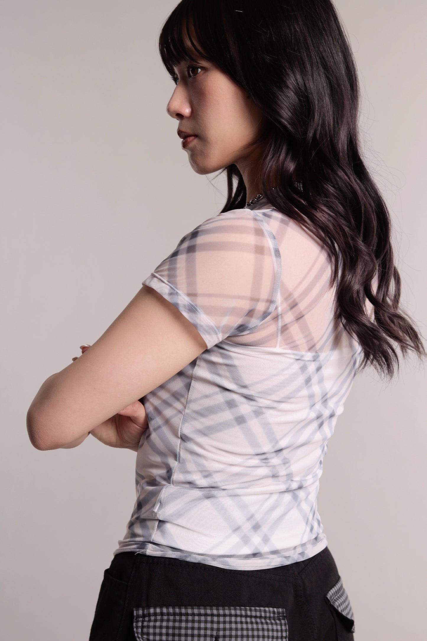 Checker Mesh Tee (Ivory)