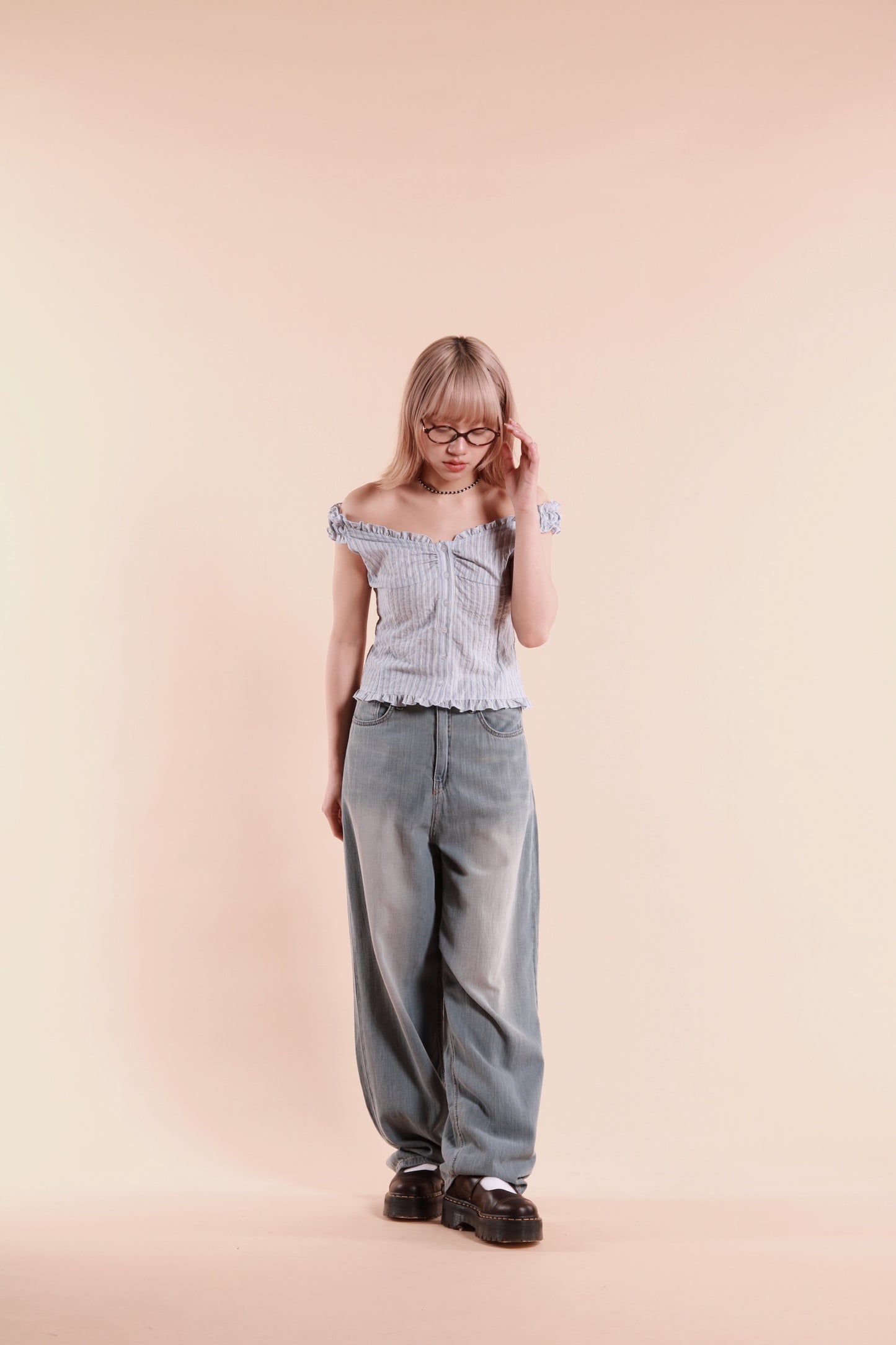 Striped Sleeveless Top (Baby Blue)