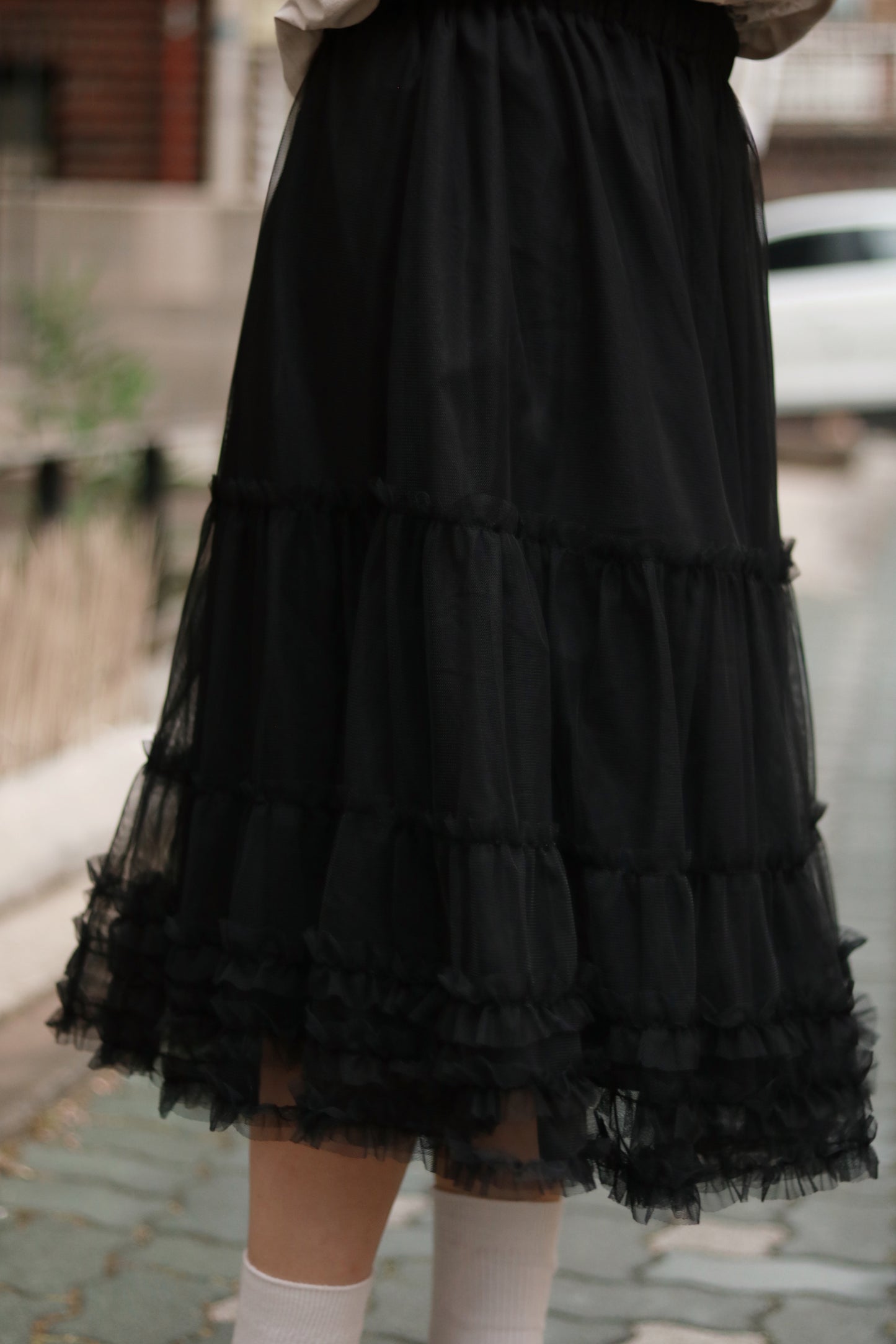 Doll Lace Ruffle Skirt (Black)