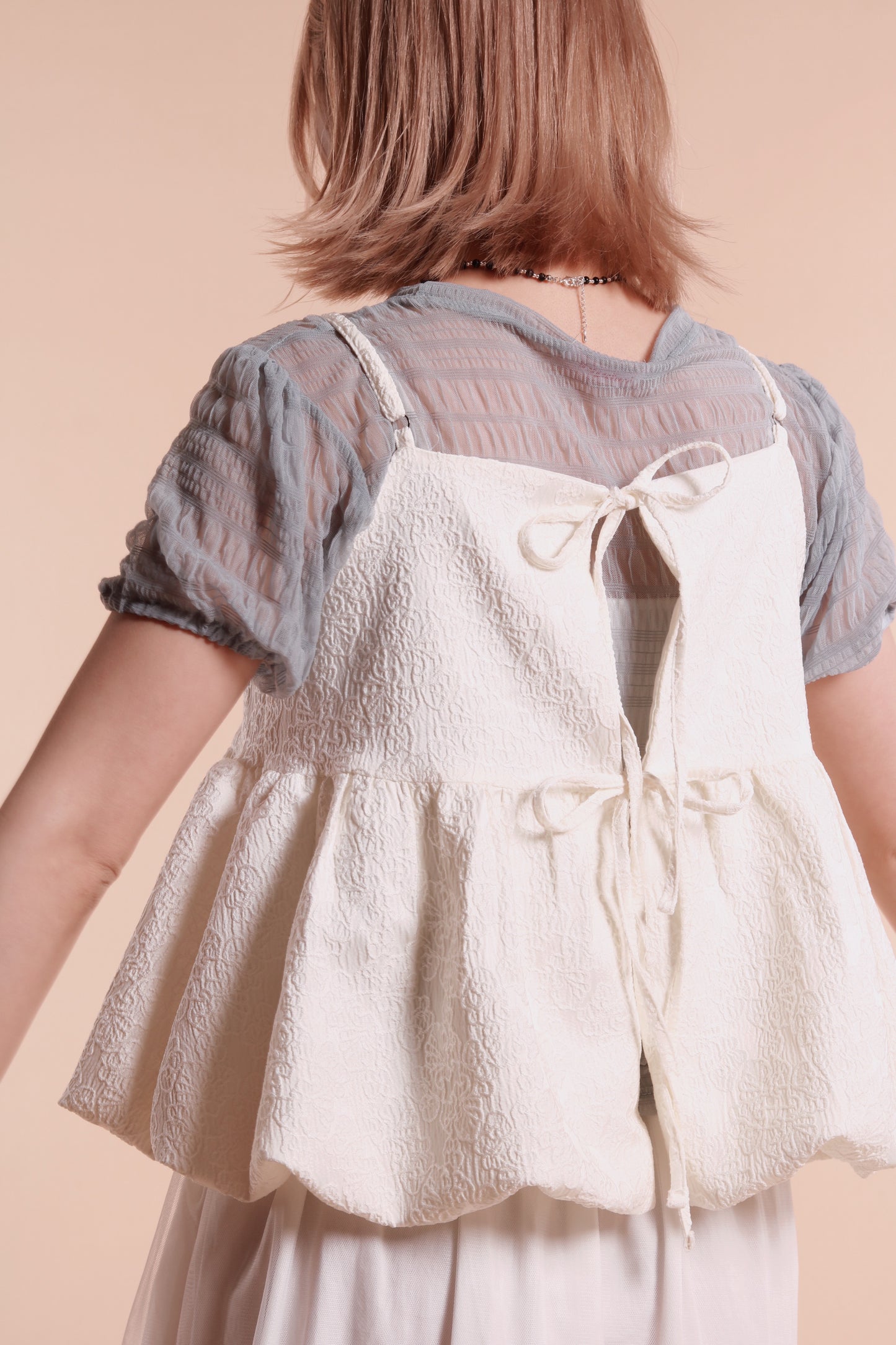 Bubble Pudding Sleeveless Top (White)