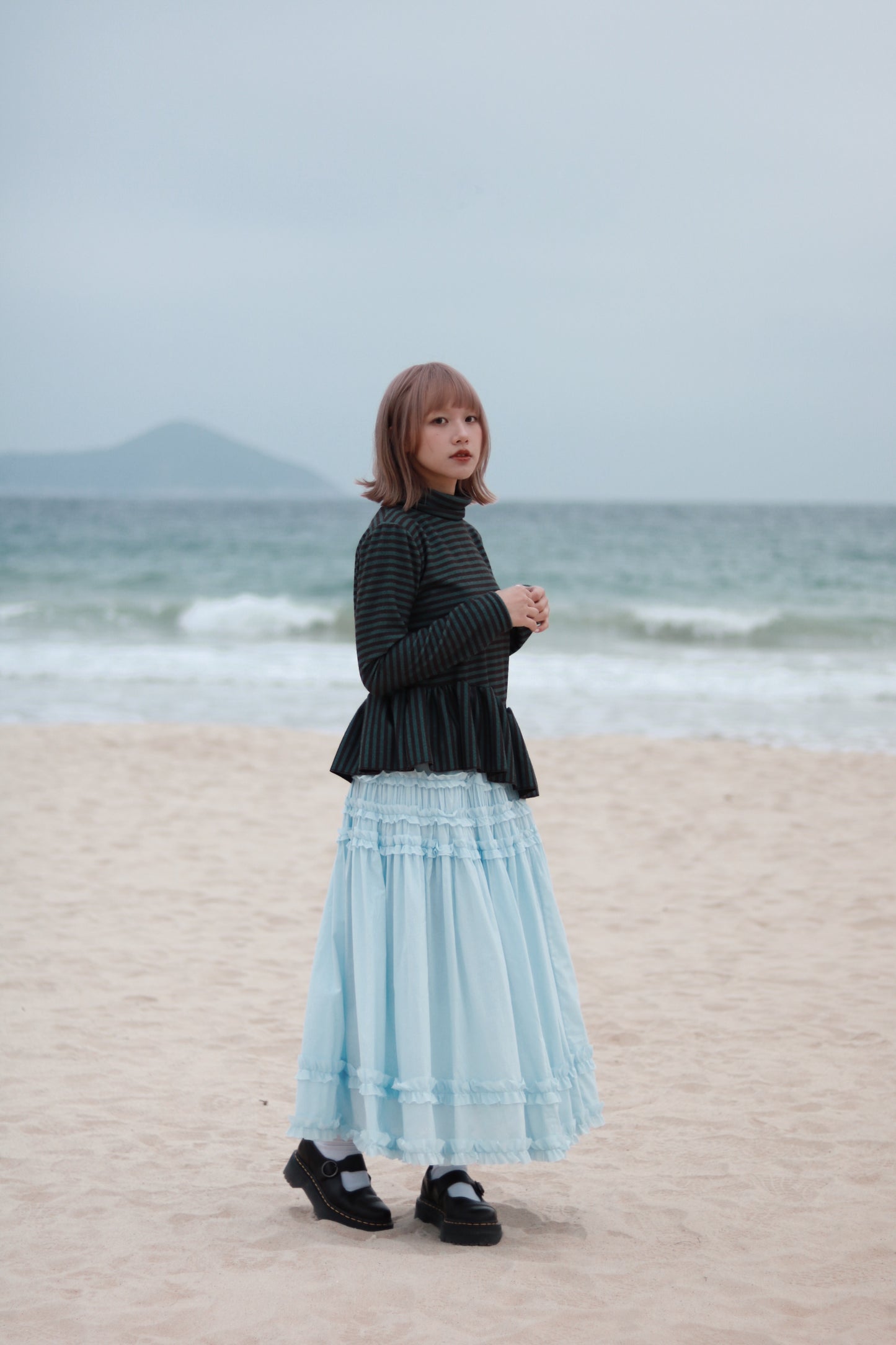 Striped Ruffle Top (Mint)