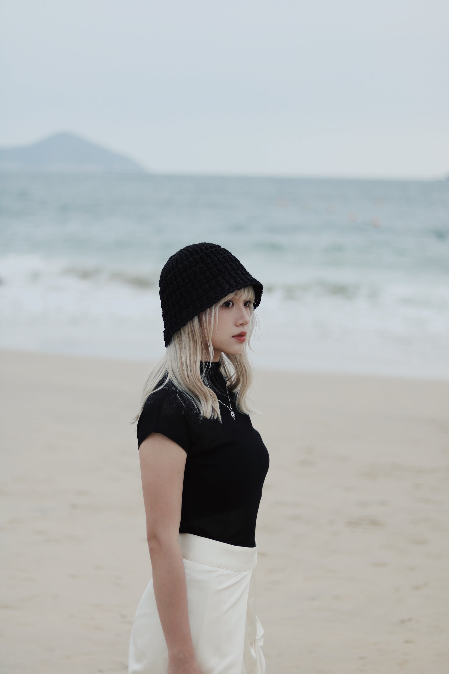 Cap Sleeve Mock Neck Top (Black)