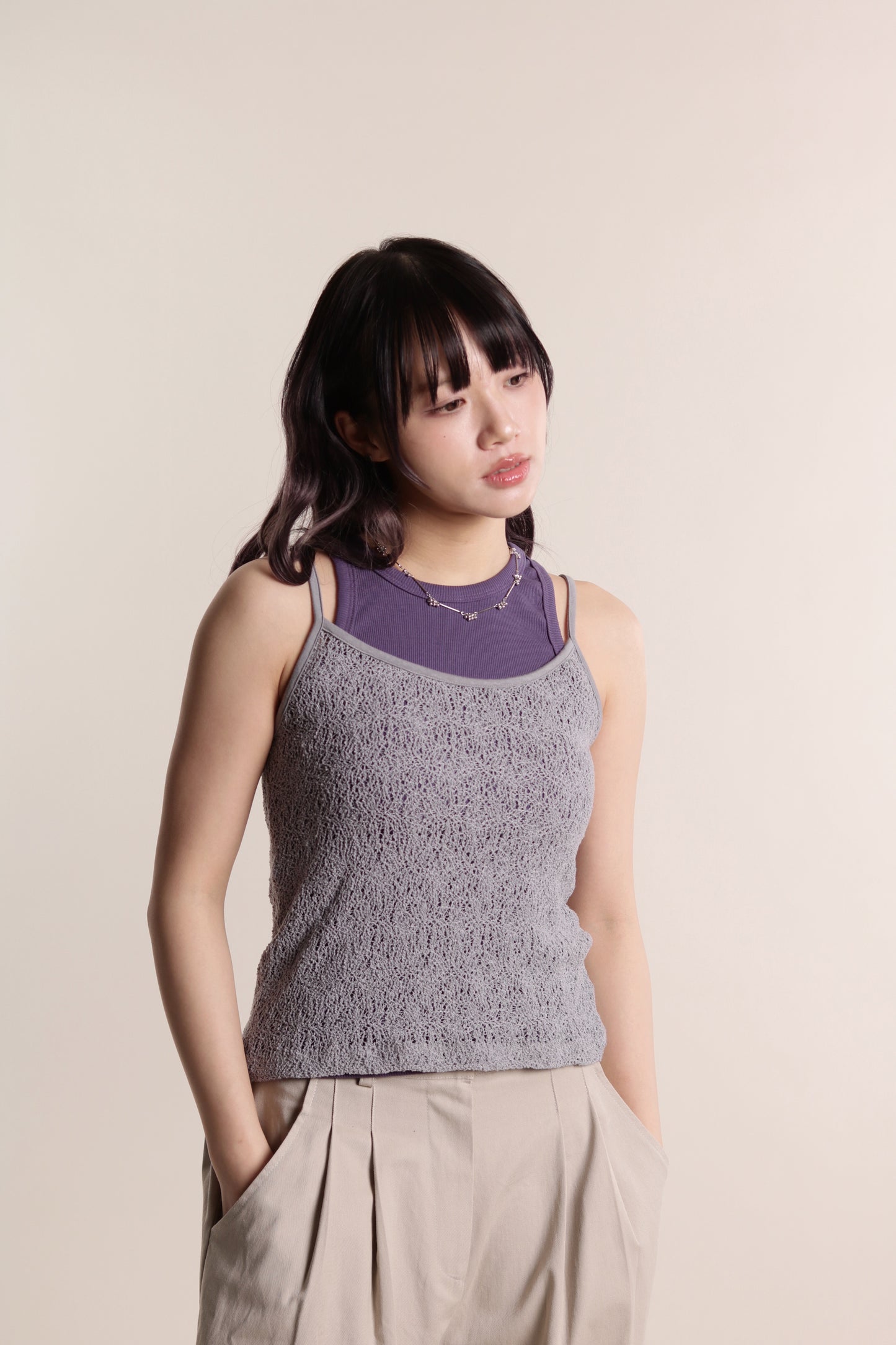 Mesh Sleeveless Top (Grey)