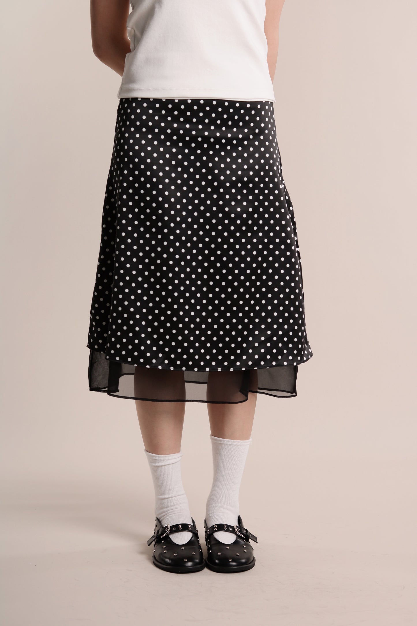 Polka Dot Midi Skirt (Black)