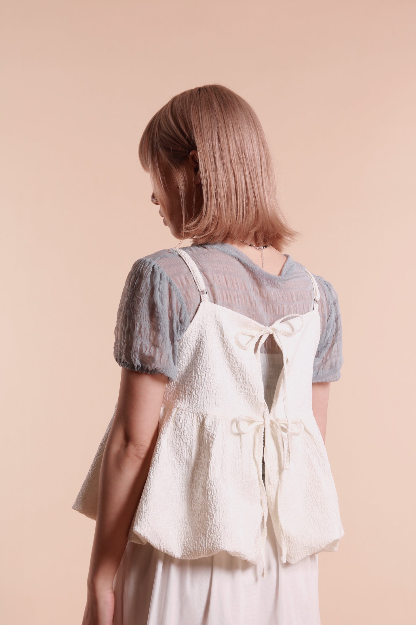 Bubble Pudding Sleeveless Top (White)