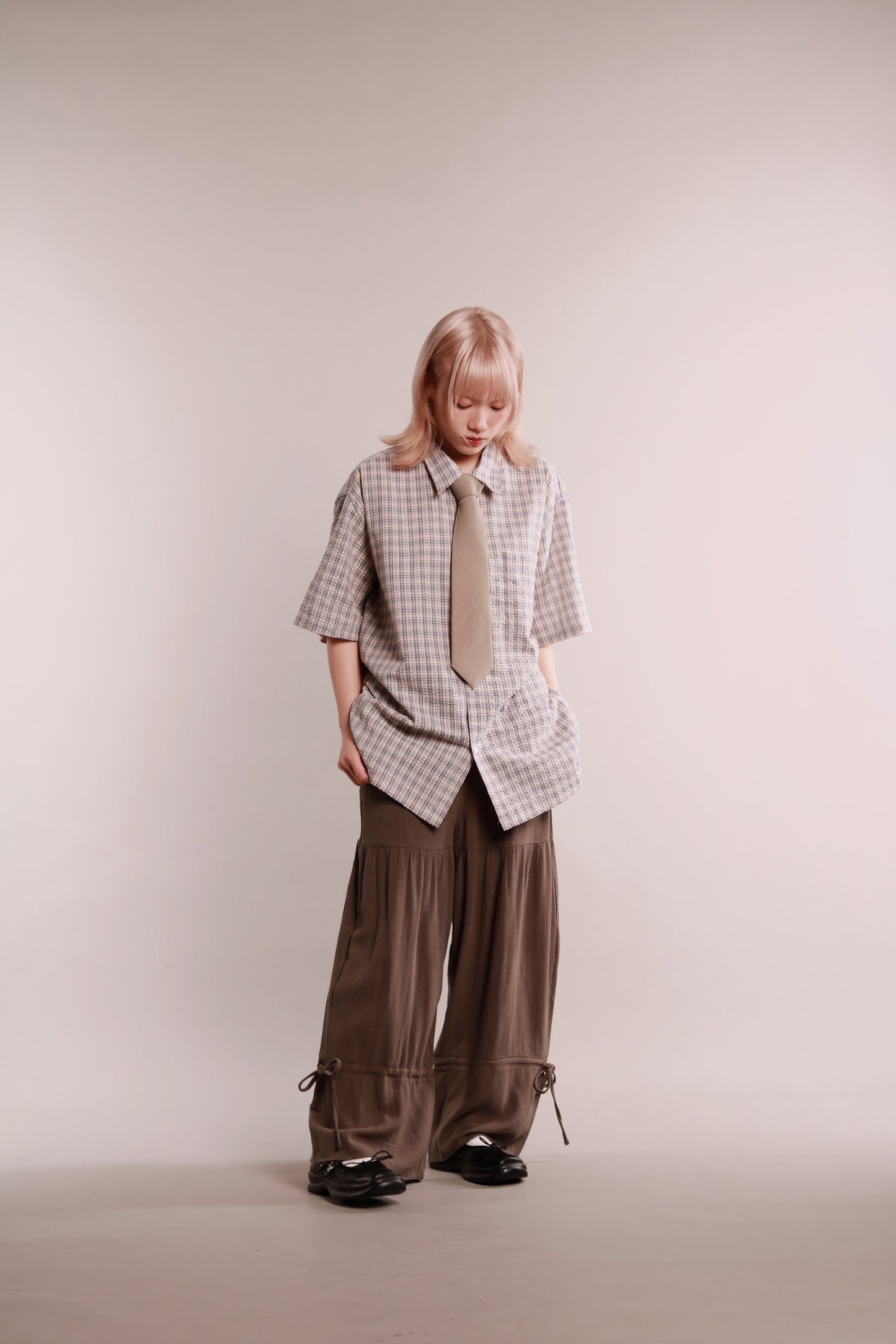 Plaid Loose Shirt (Blue)