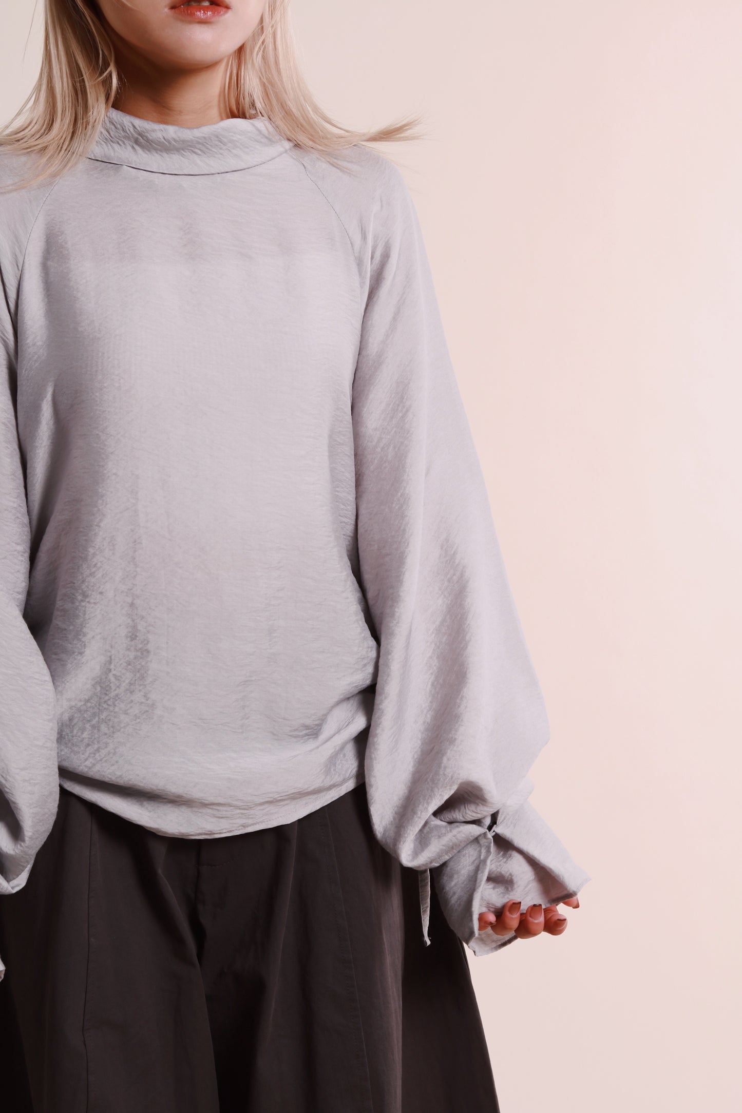 Doll Gathered Blouse (Grey Blue)