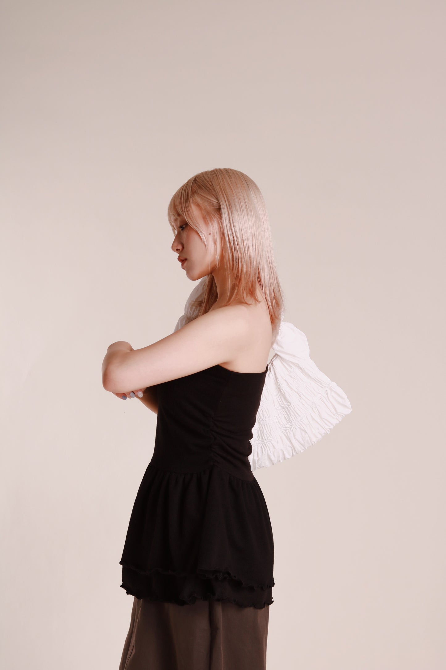 Ruffle Tube Mini Dress (Black)