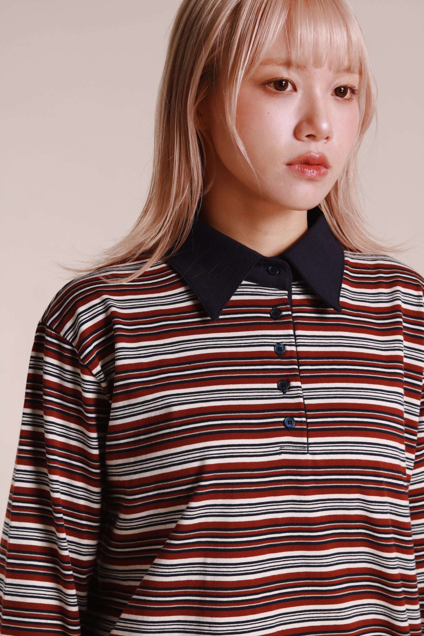 Striped Polo Top (Wine)