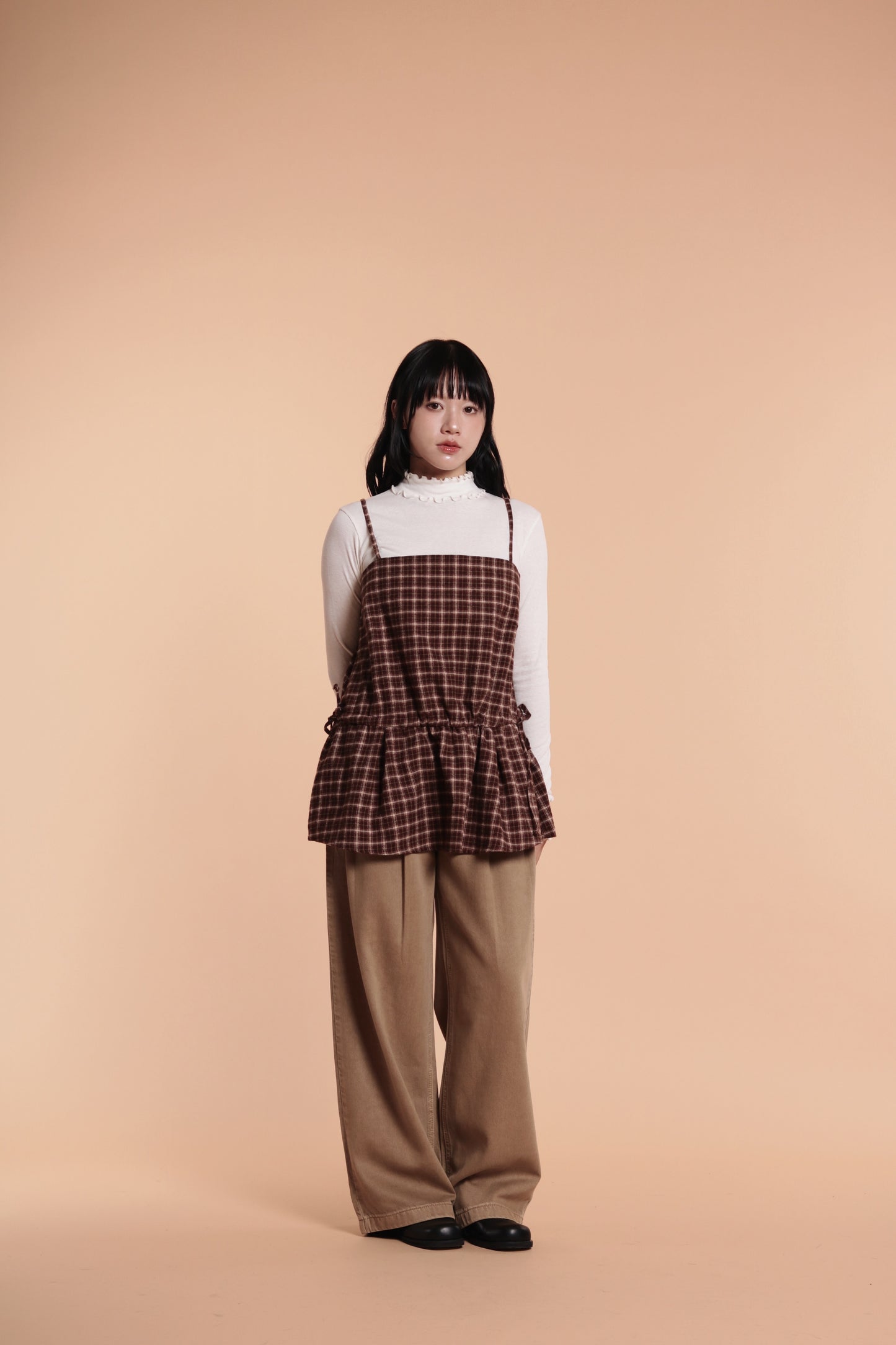 Checkered Sleeveless Top (Brown)