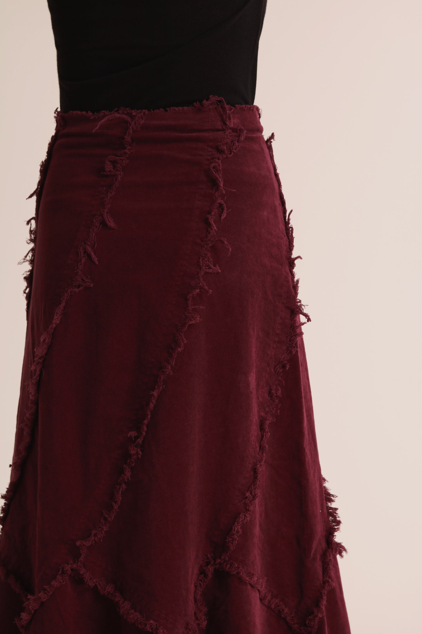 Frayed Mermaid Skirt (Wine)