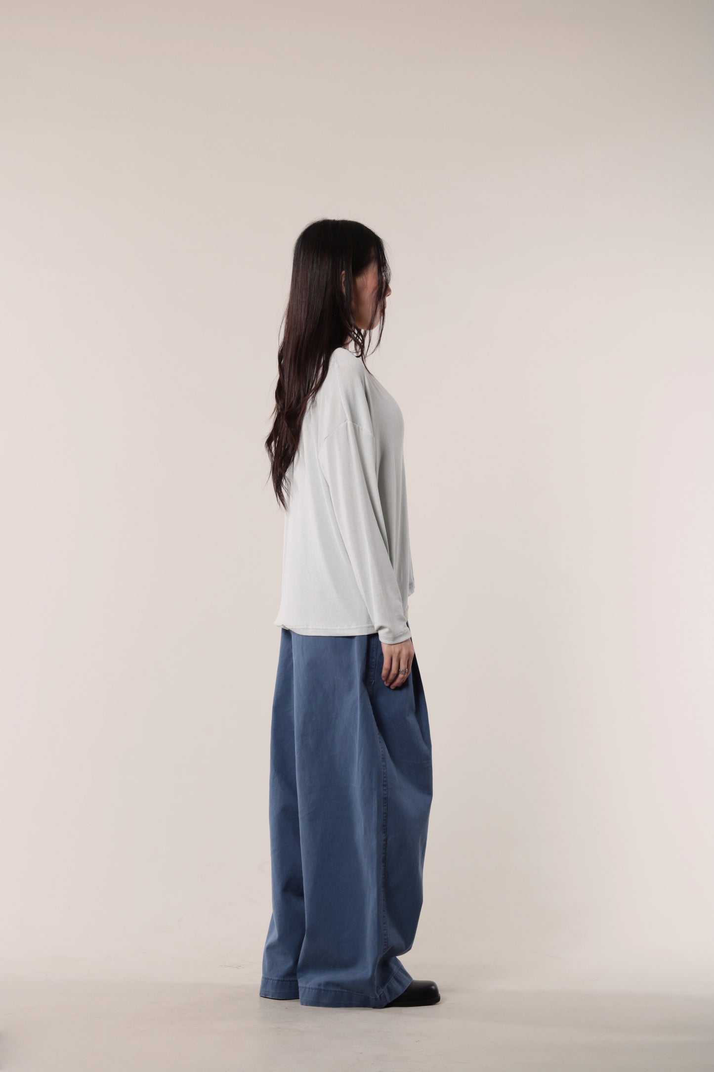 Lazy Button Long Tee (Mint Grey)