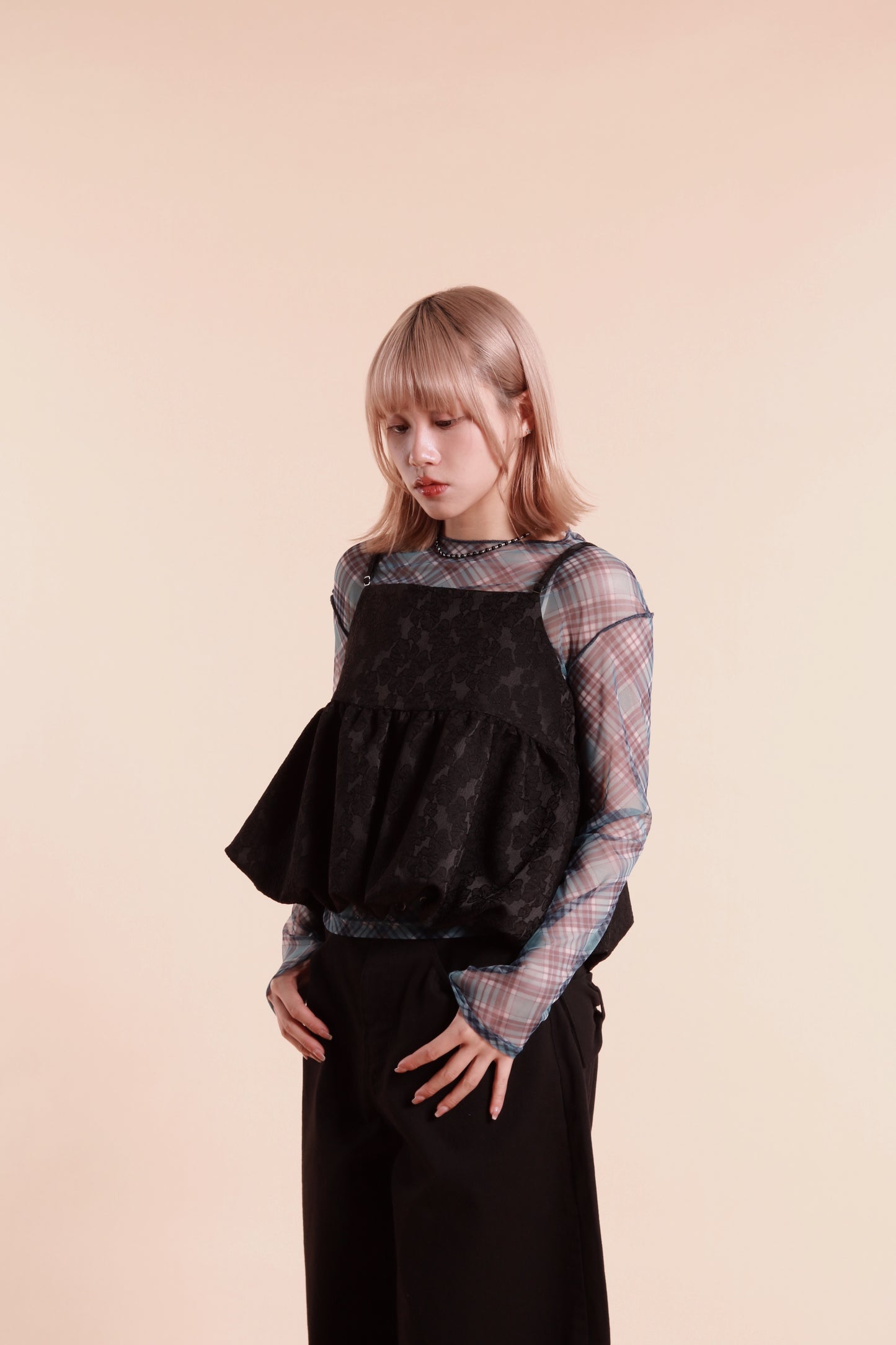 Checkered See Through Top (Blue)