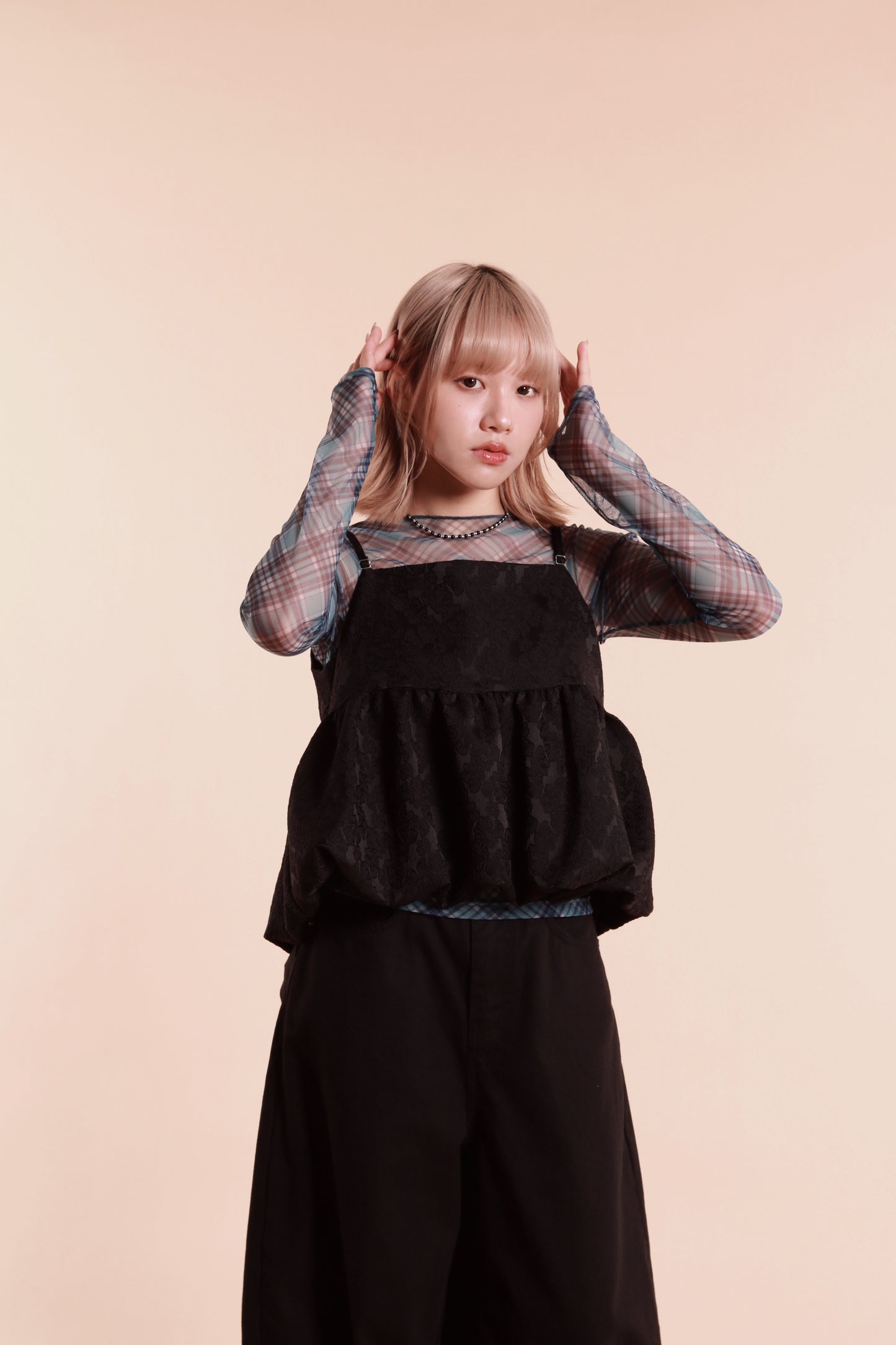 Checkered See Through Top (Blue)