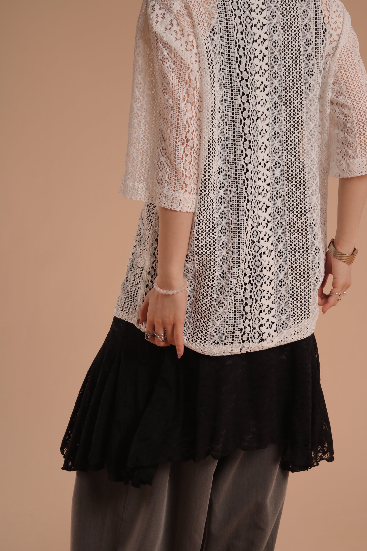 Lace Layered Mini Skirt (Black)