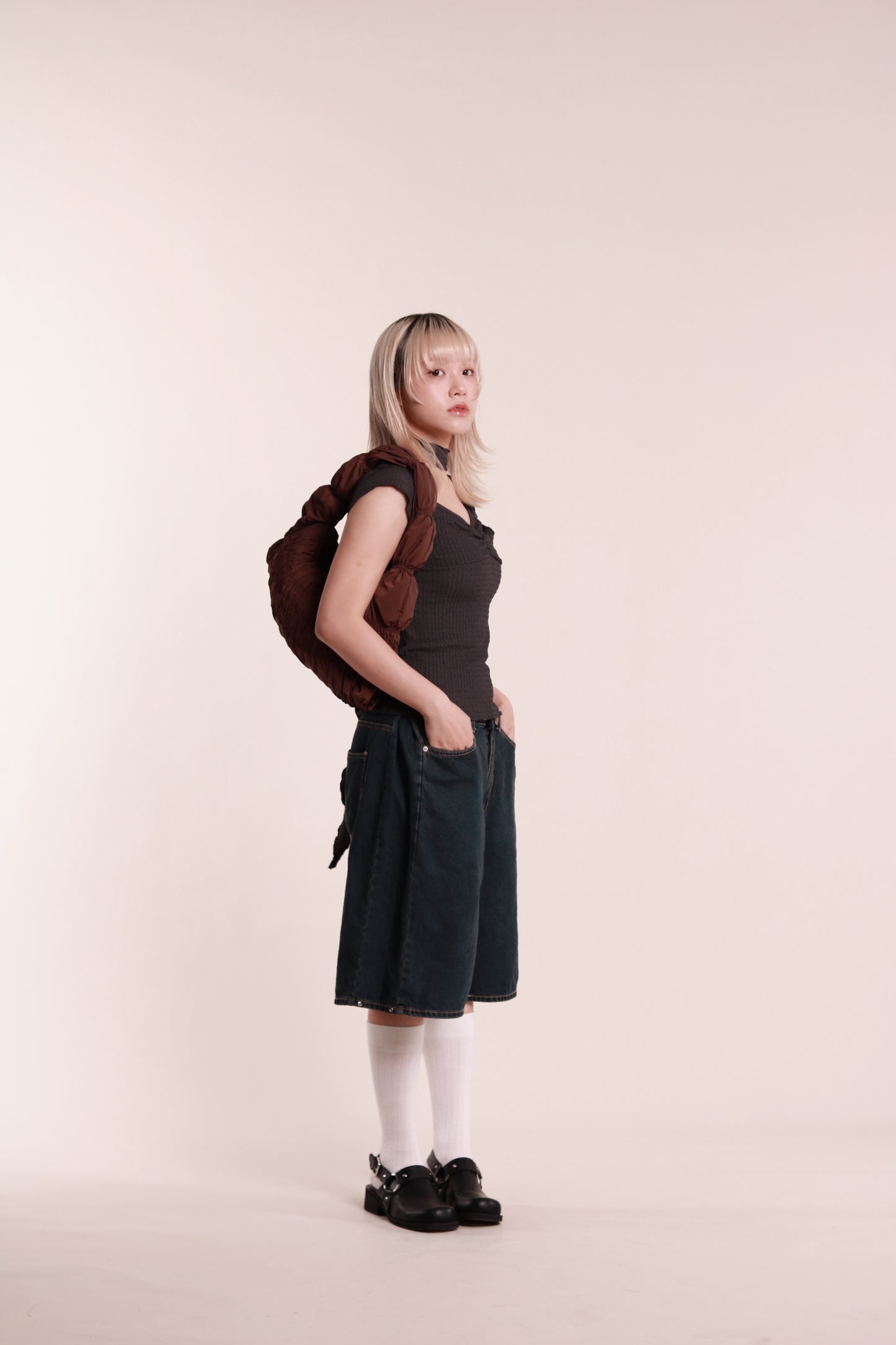 Gathered Tee Set (Charcoal)