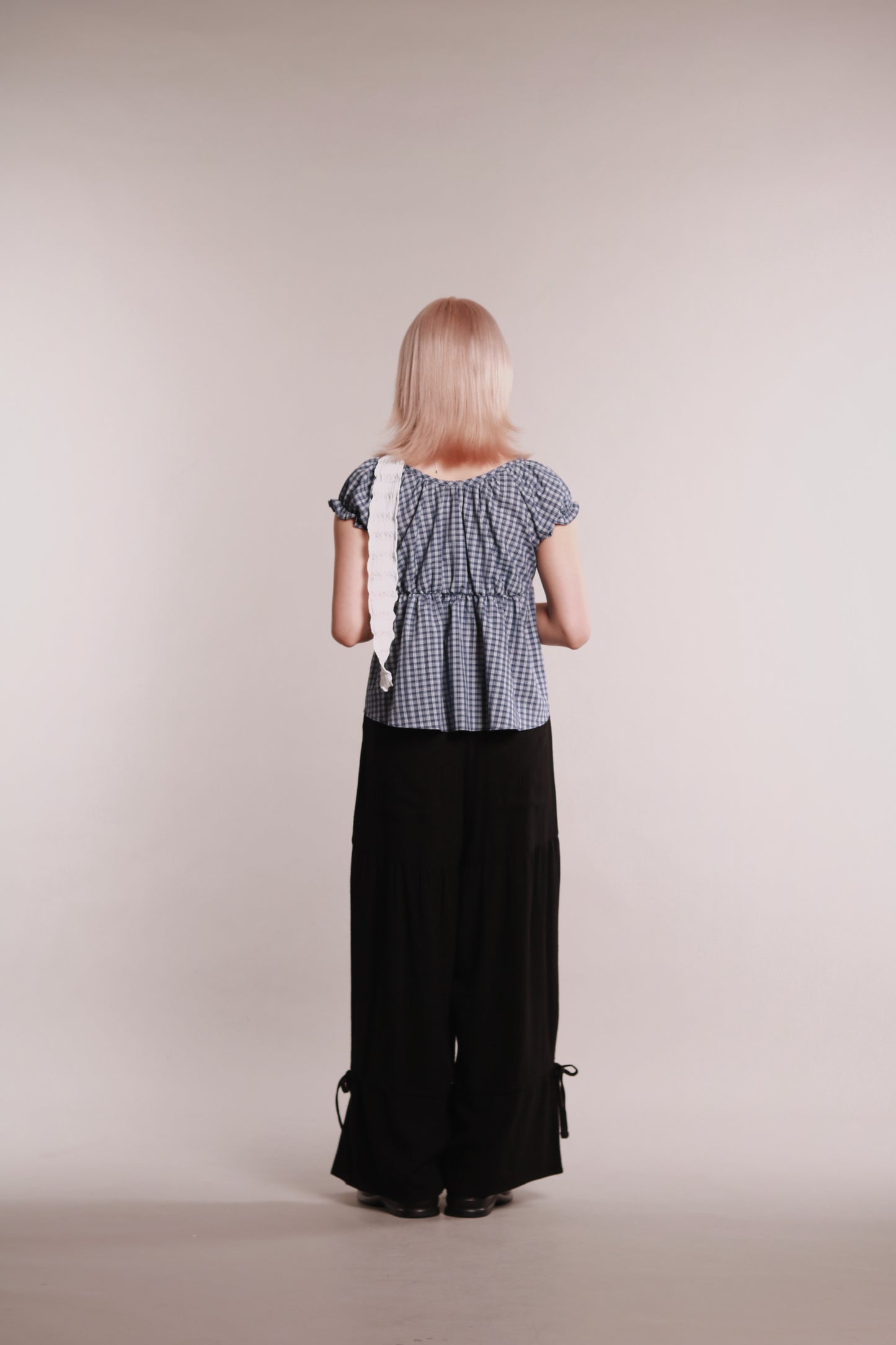 Plaid Button Blouse (Blue)