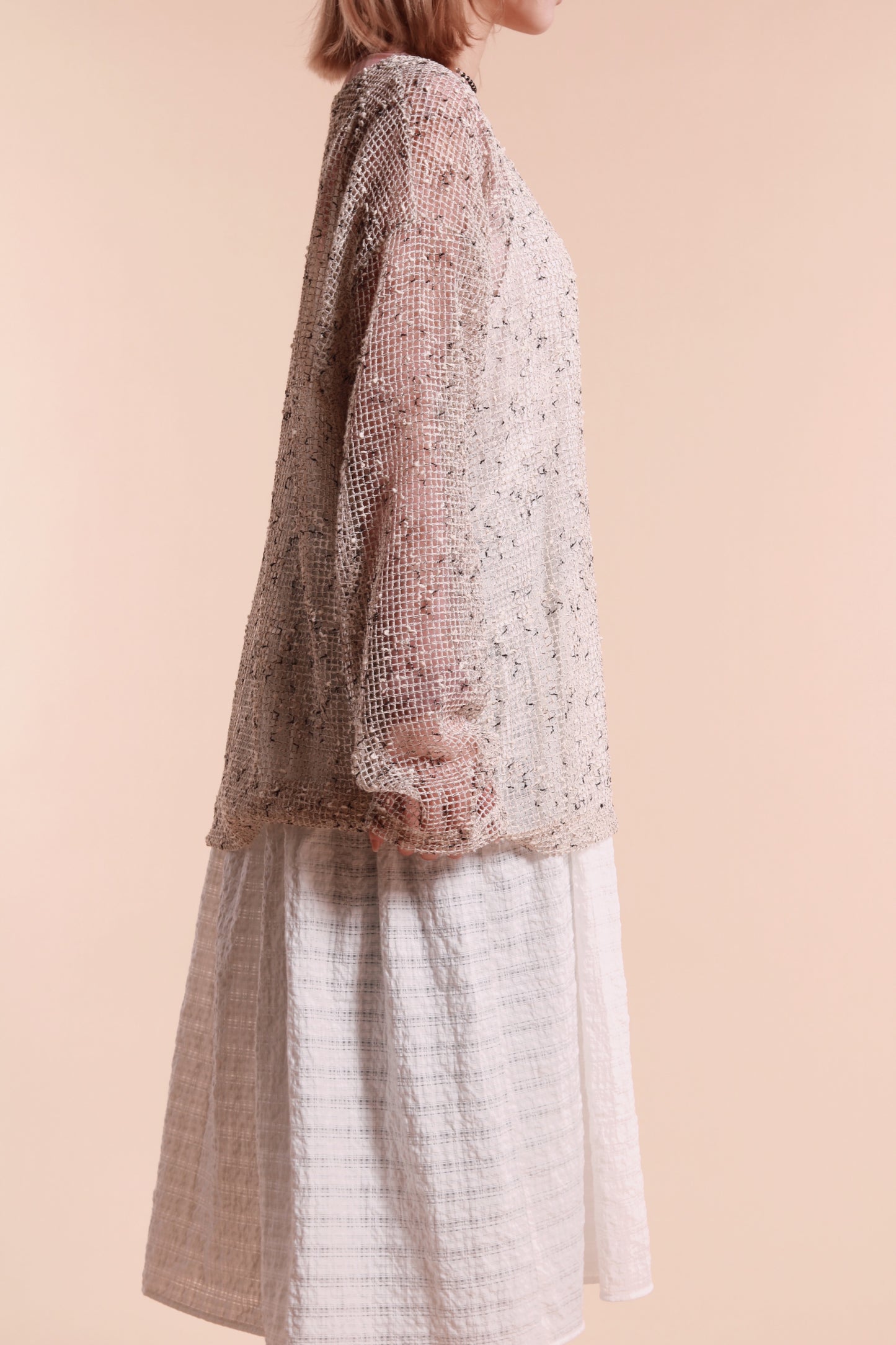 Textured Sleeveless Dress (White)